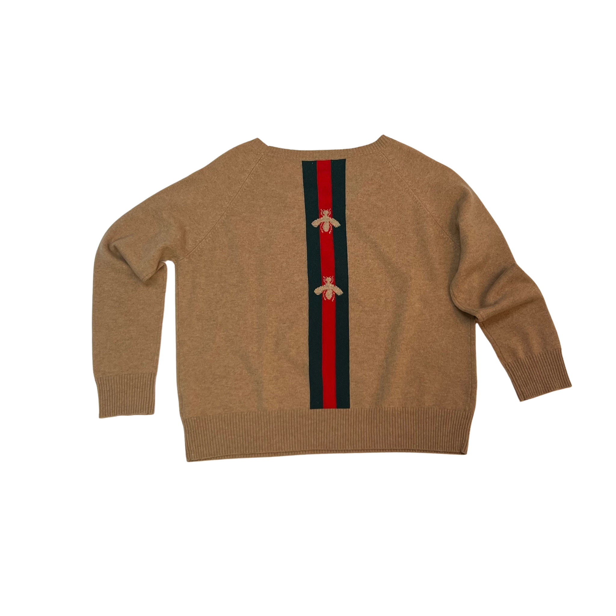 Cashmere Bee Stripe Sweater | Red & Green Stripe