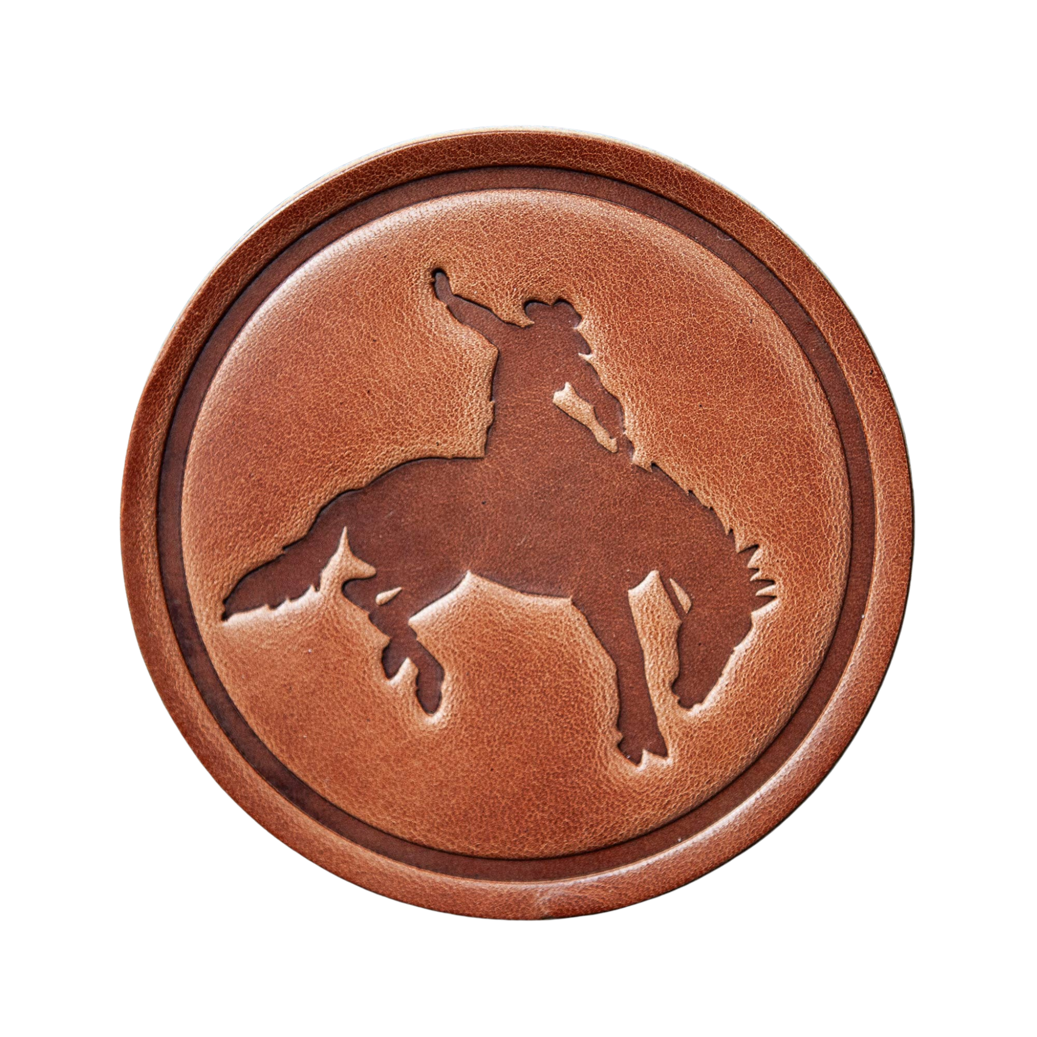 Bucking Bronco Leather Coaster