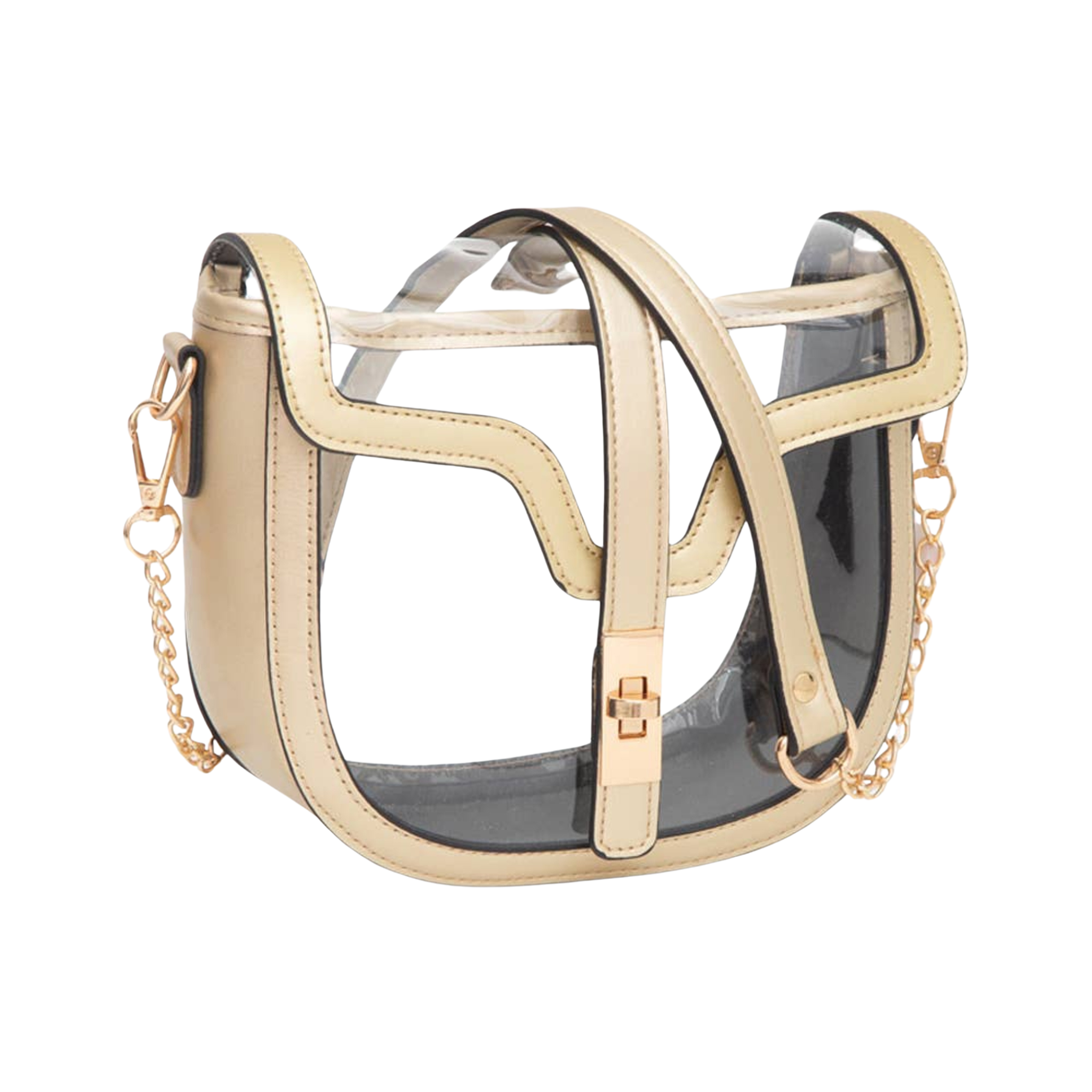 Clear Transparent Saddle Bag | Gold