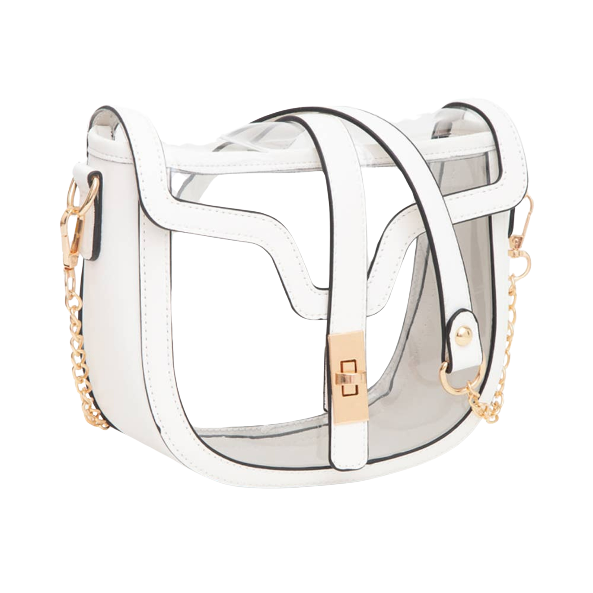 Clear Transparent Saddle Bag | White