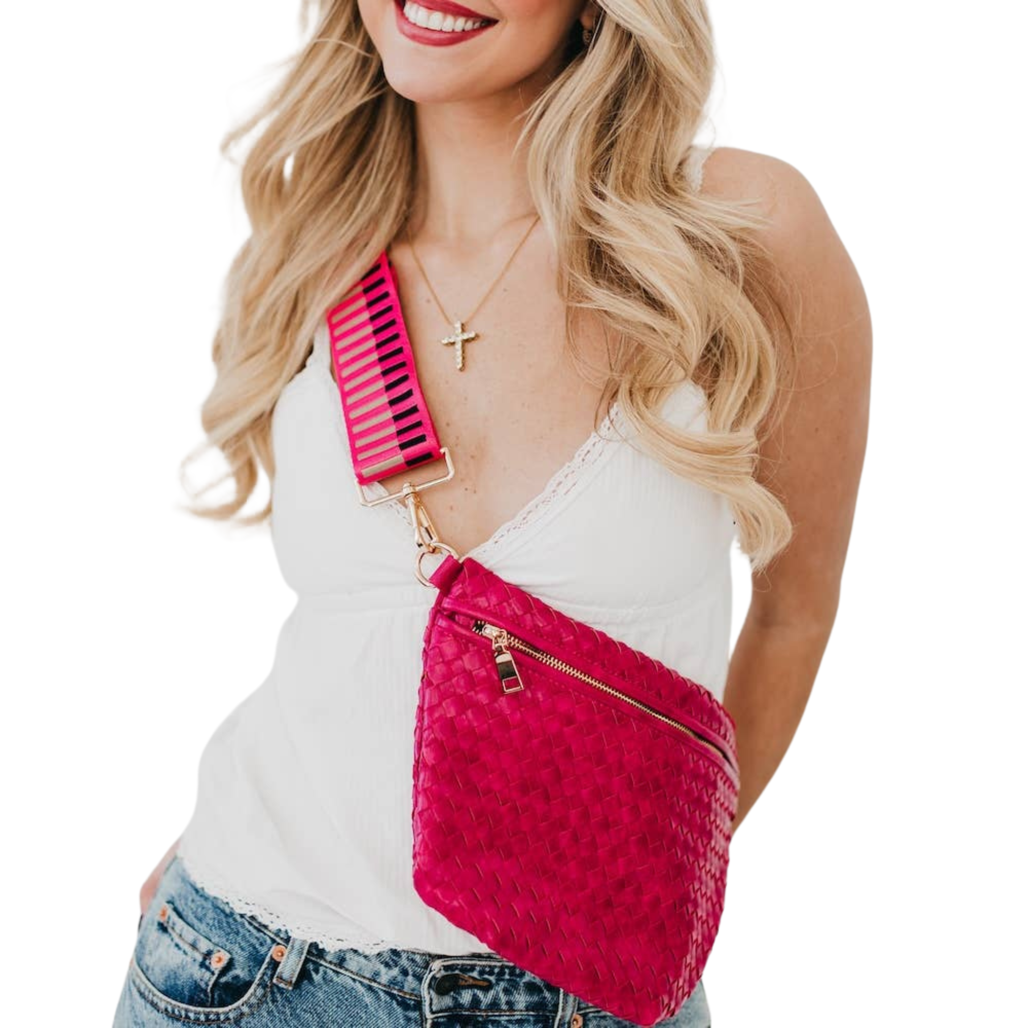 Westlyn Woven Bum Bag | Fuchsia