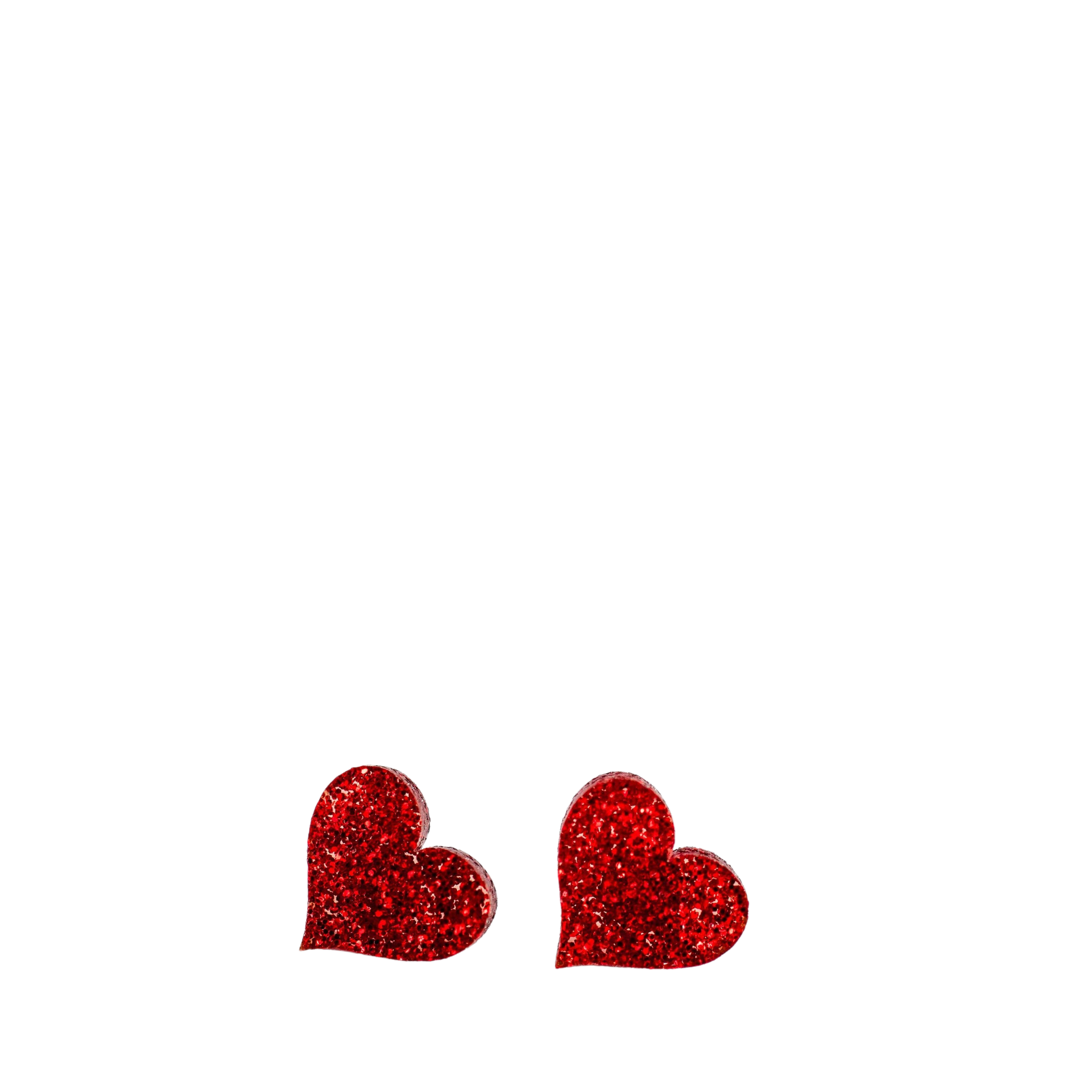 Red Glitter Heart Studs