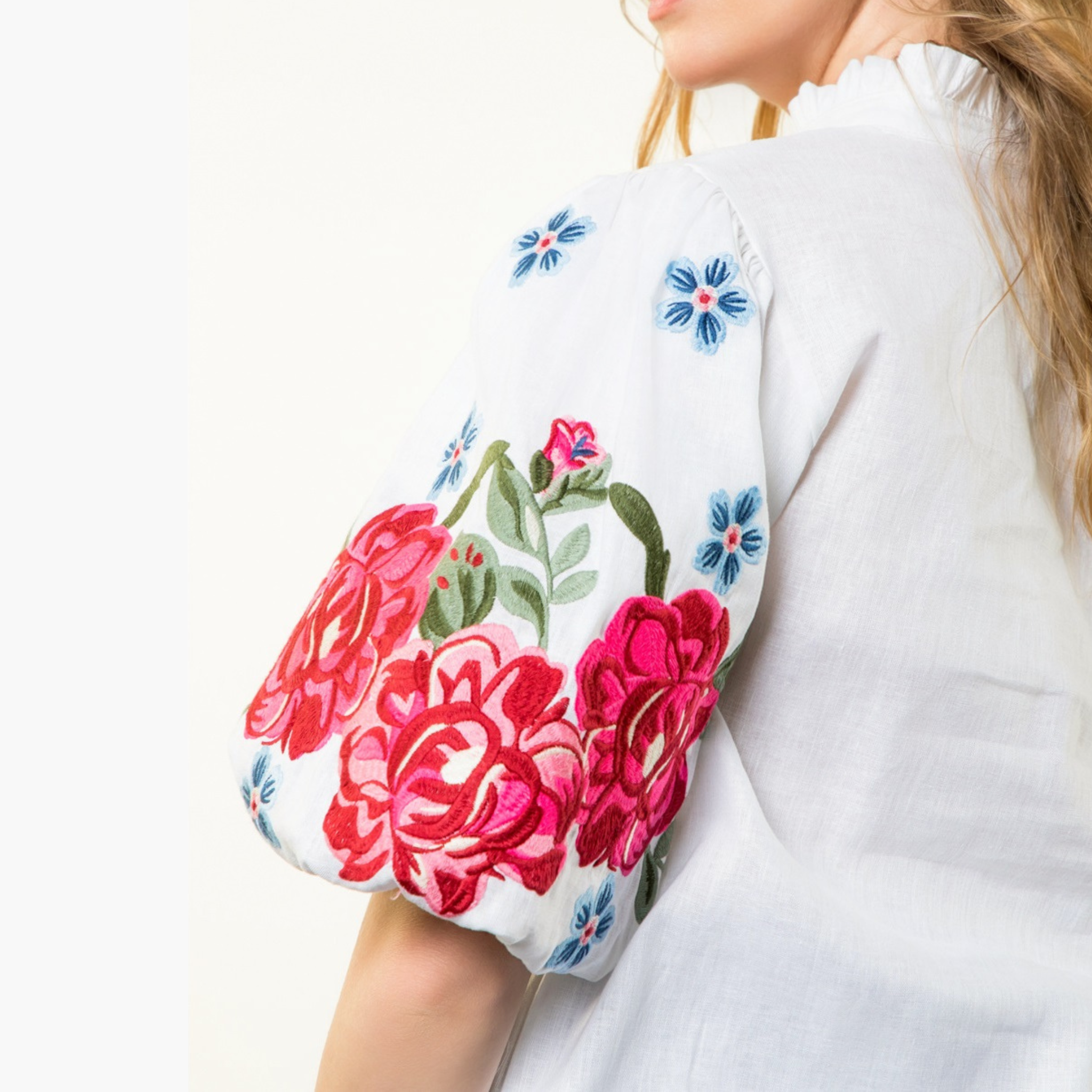 Floral Embroidered Puff Sleeve Top