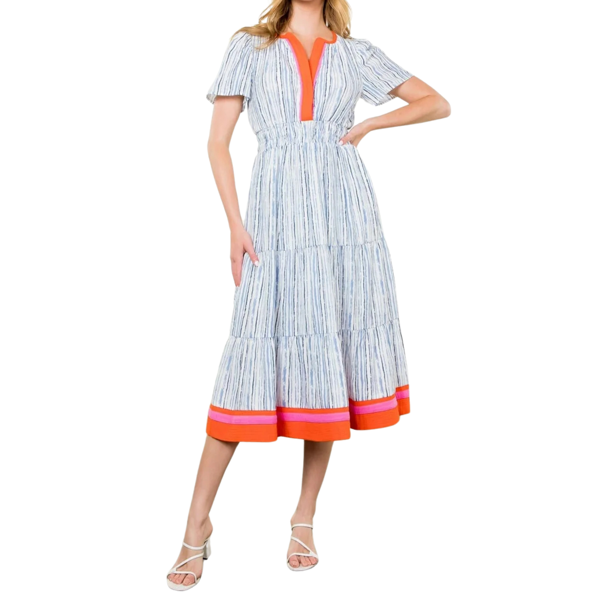 Short Sleeve Print Maxi Dress