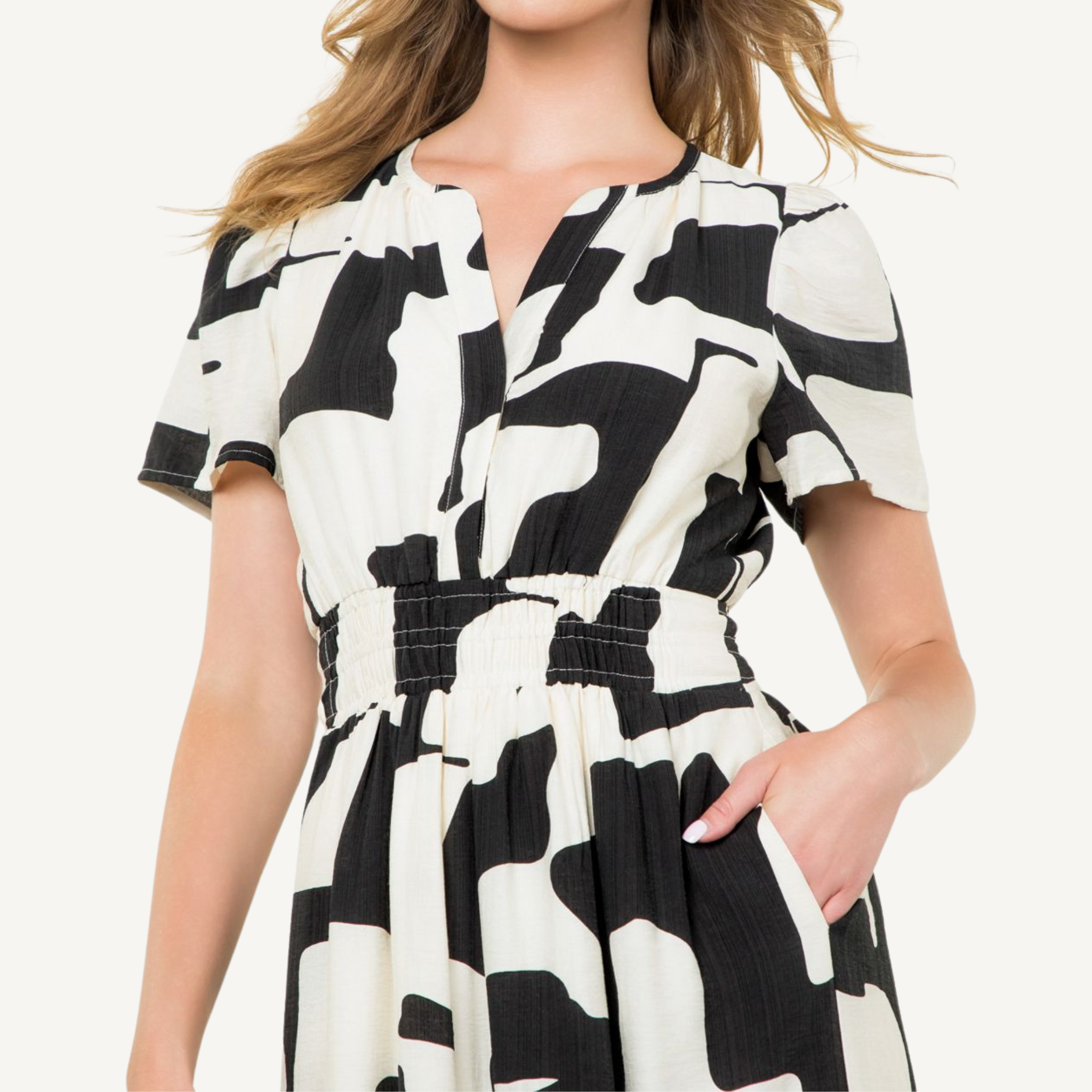 Short Sleeve Tiered Print Dress