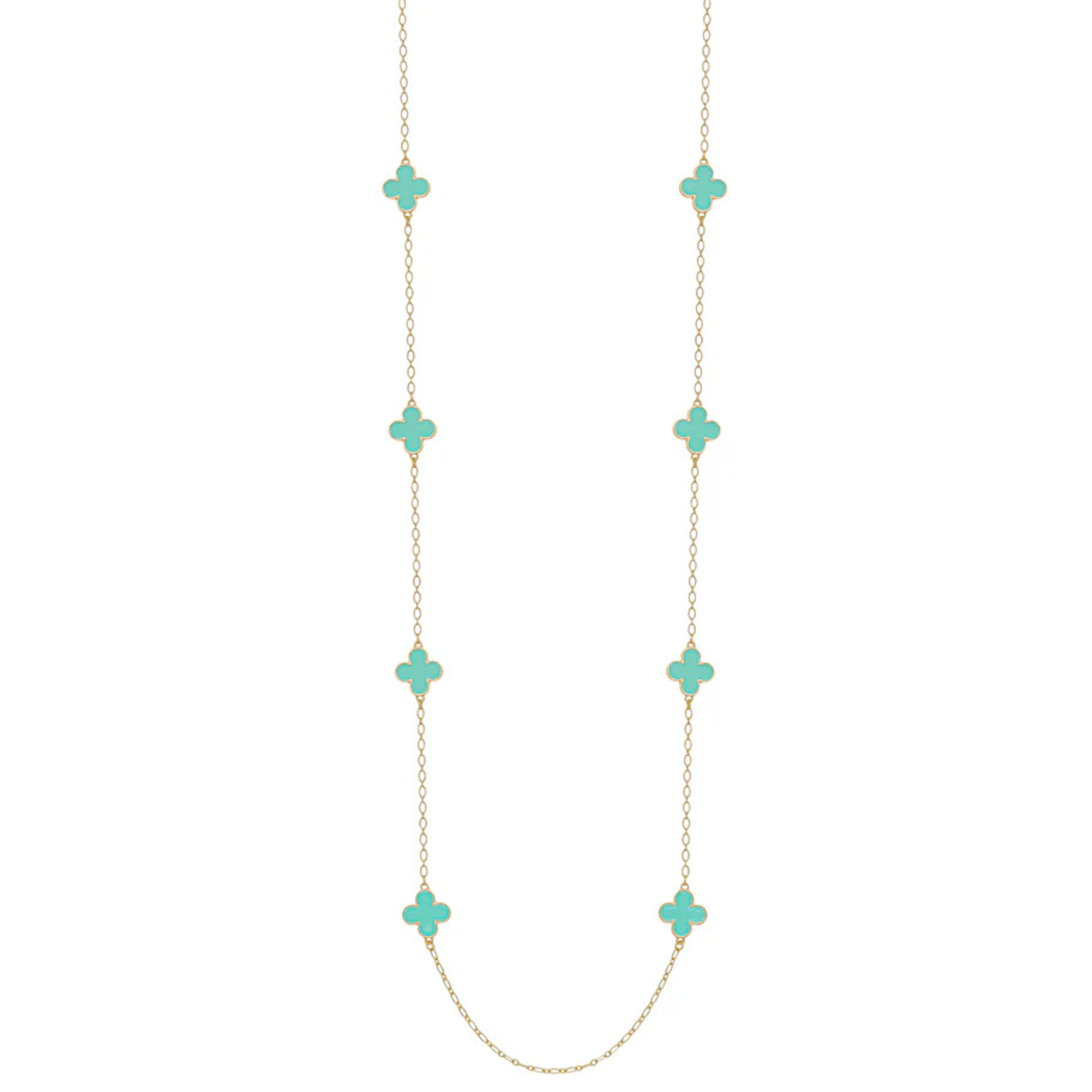 Mint Clover With Gold Chain Necklace