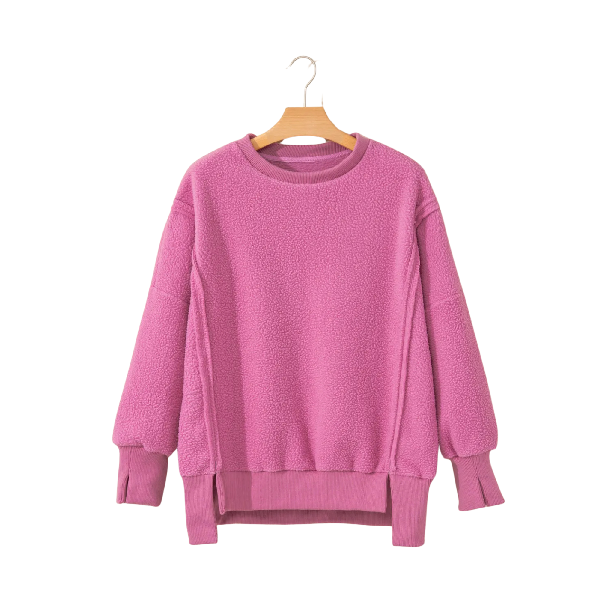 Seamed Drop Shoulder Plush Oversized Sweatshirt