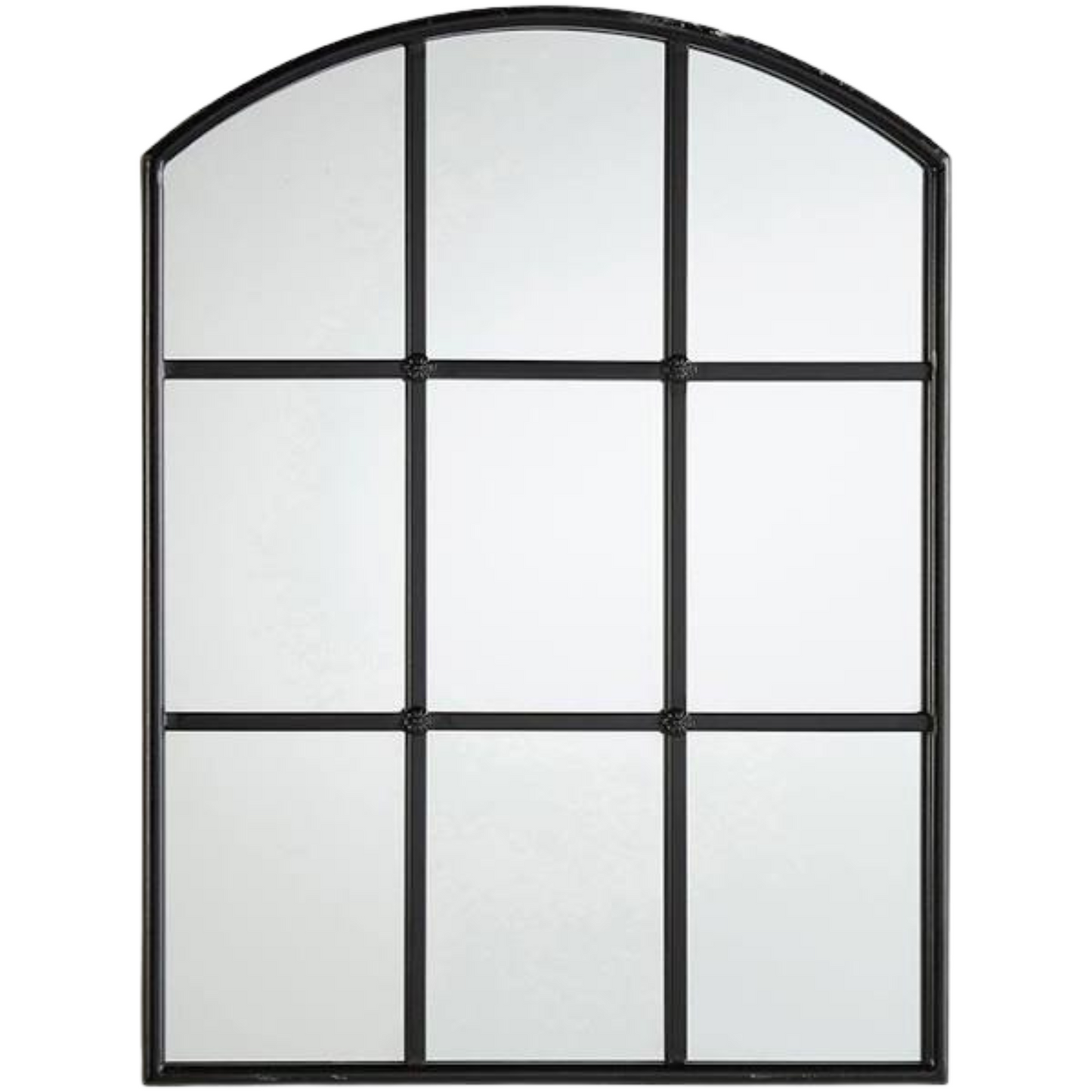 Windowed Black Metal Mirror