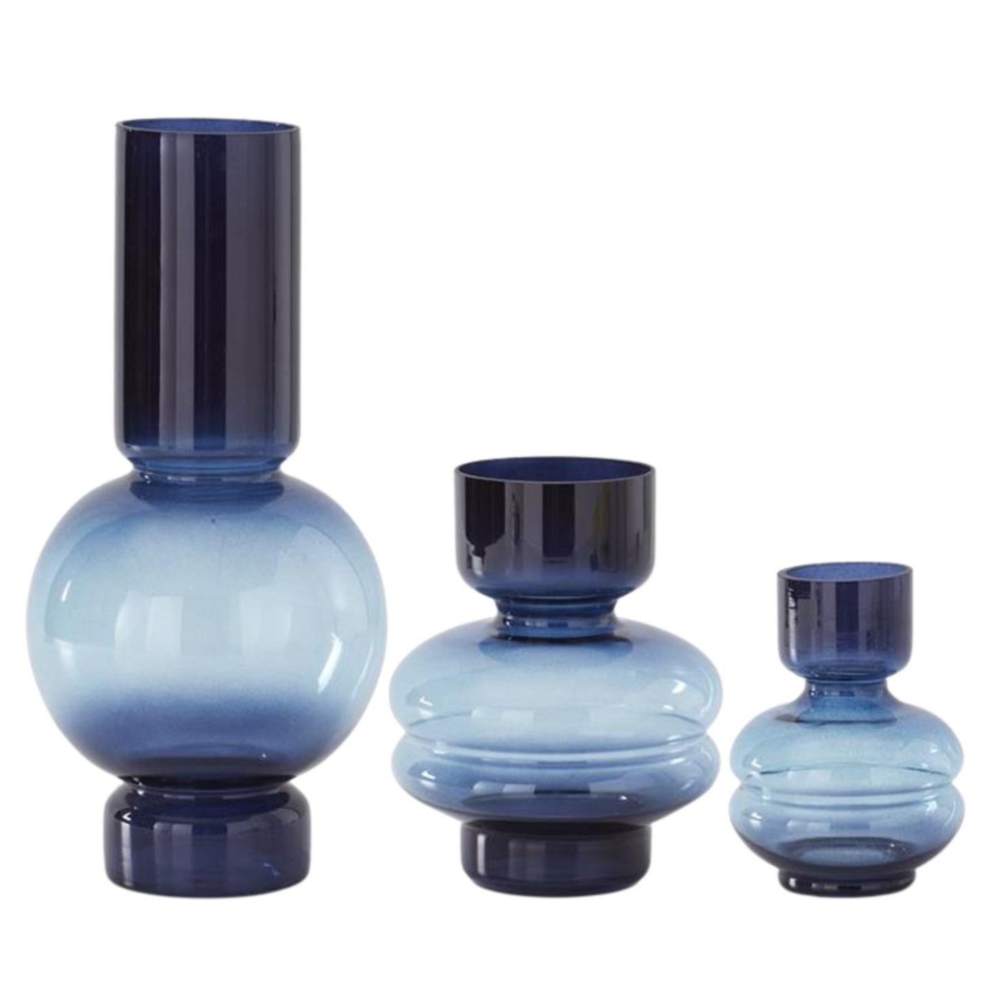 Blue 2 Tone Pot Belly Vases (3 size options)