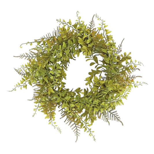 Mixed Fern Table Wreath, 6.5", Moss Green