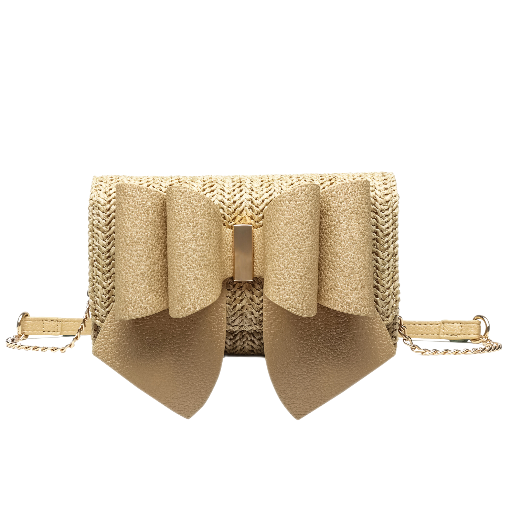 Bonnie Straw Wallet Crossbody Purse - Beige