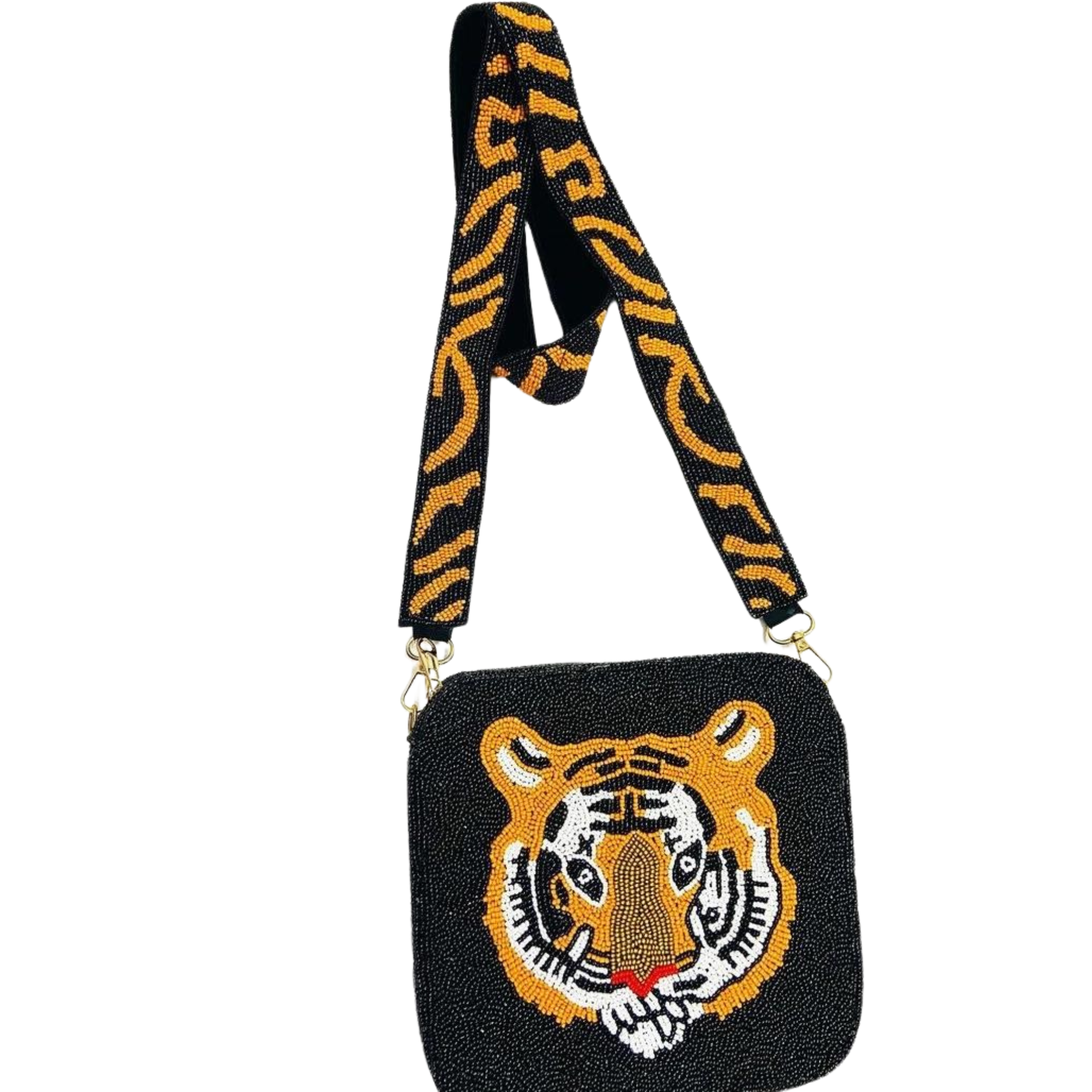 Tiger Seed Bead Cross Body Bag