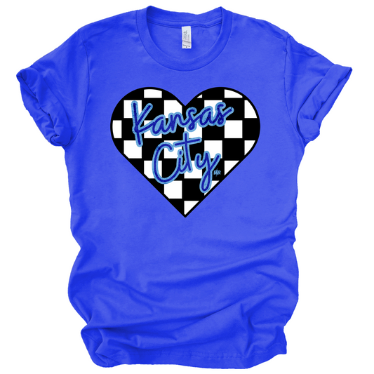 Kansas City Checkered Heart Royal Graphic Tee
