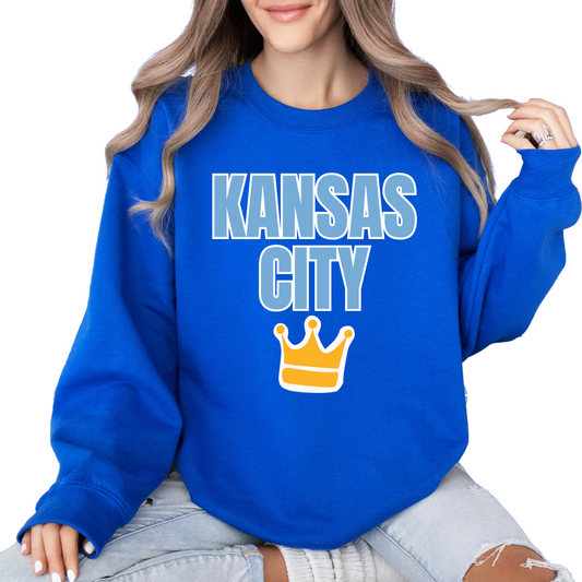 Kansas City Crown Tee Royal Blue Graphic Sweatshirt