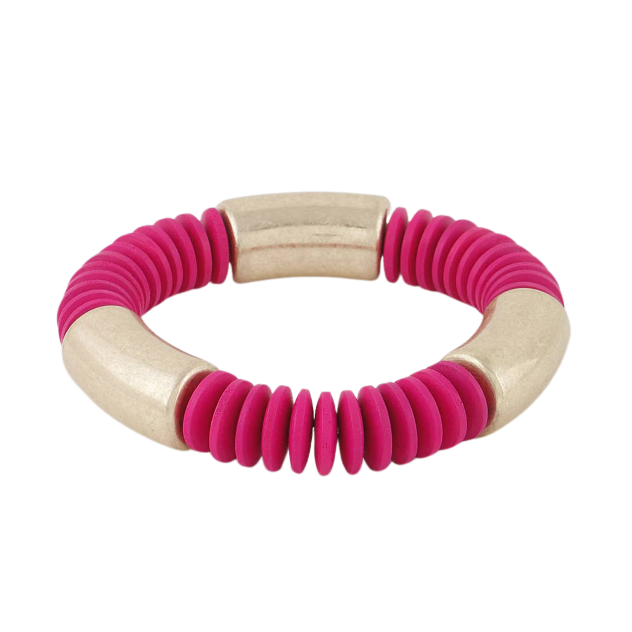 Multi-Layered Tube Bracelet: Gold Fuschia