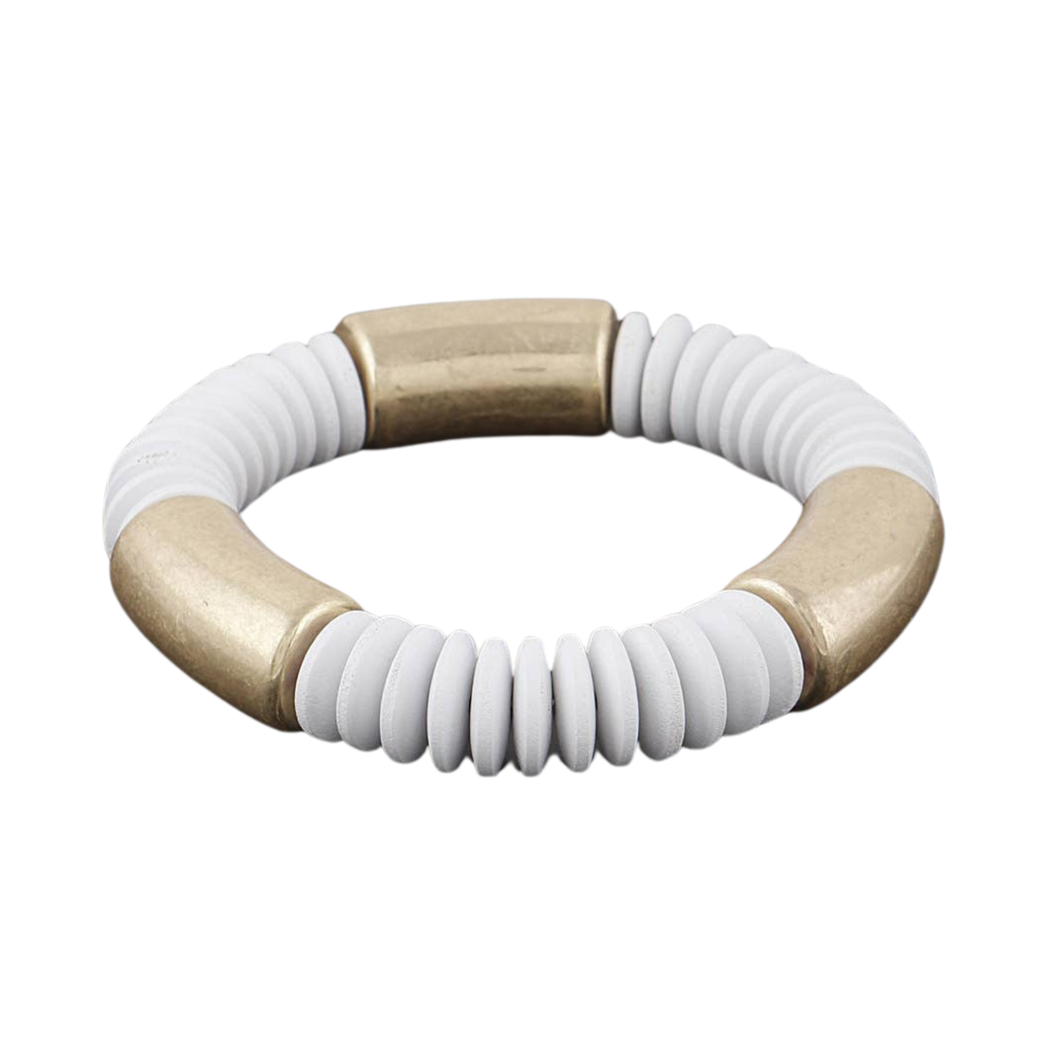 Multi-Layered Tube Bracelet: Gold White