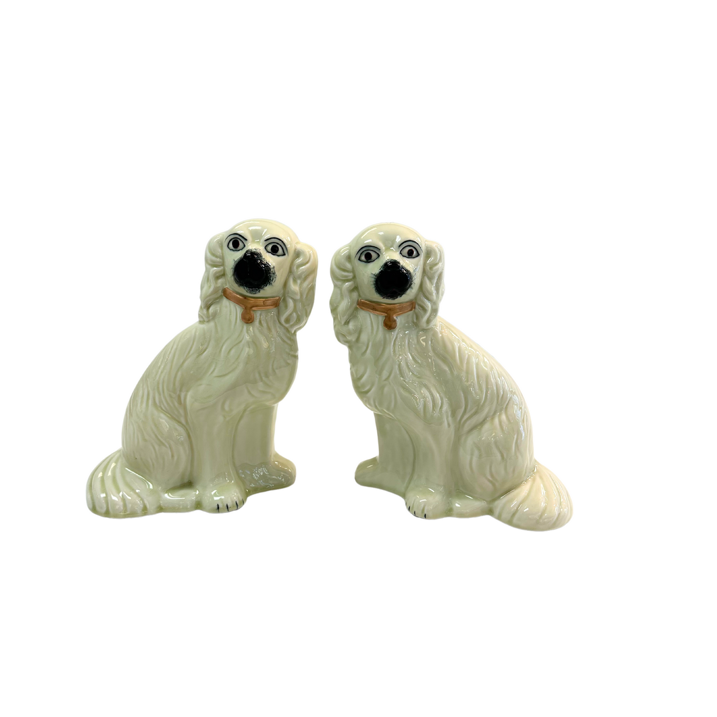 Ivory & Gold Porcelain Dogs (Set of 2)