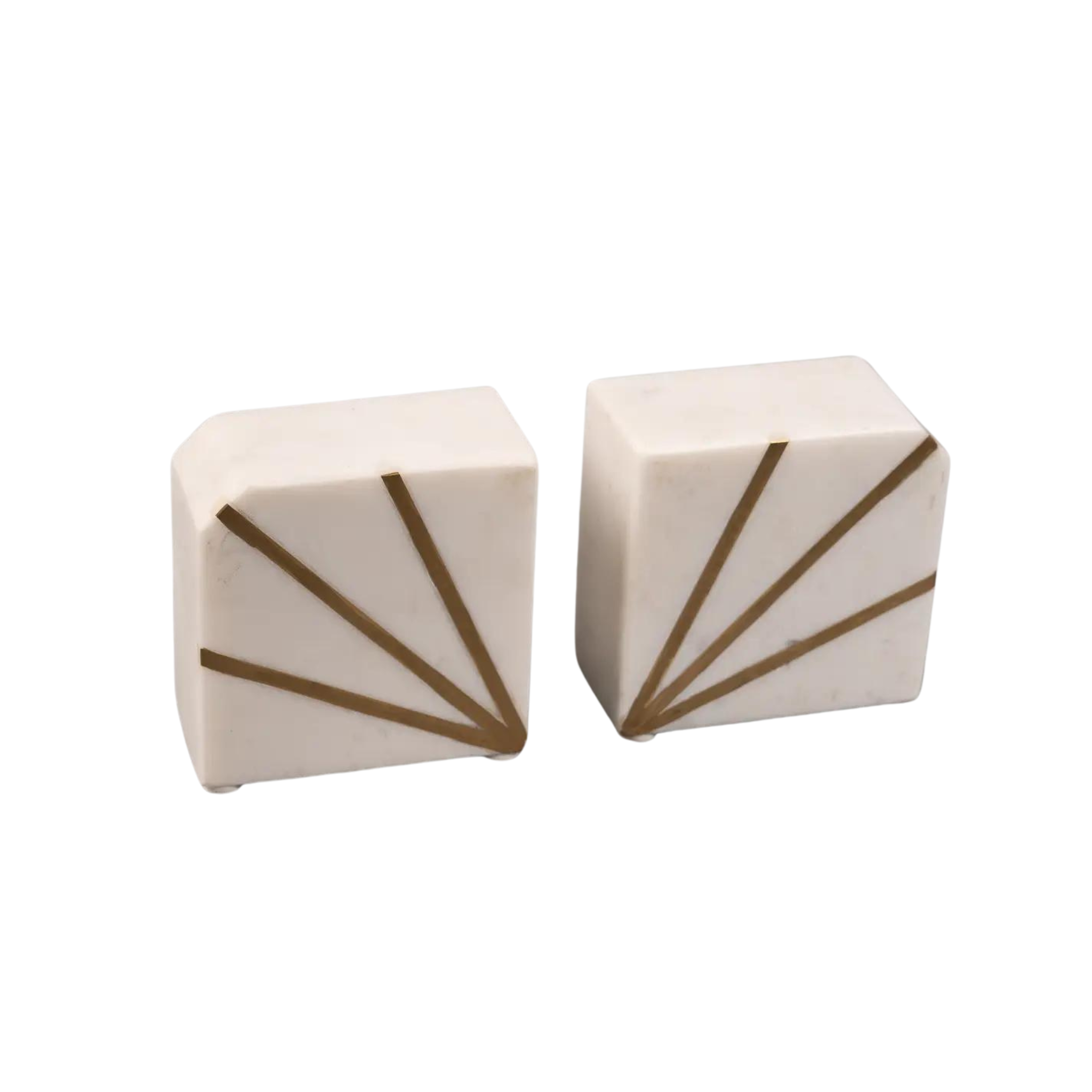 White Marble Square Bookends