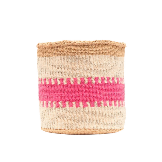 Kuzuia: Fluoro Pink and Natural Woven Storage Basket