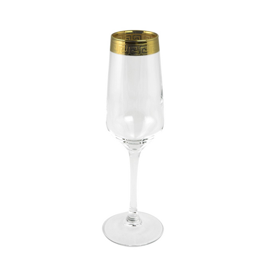 Champagne Flute With Greek Key Design