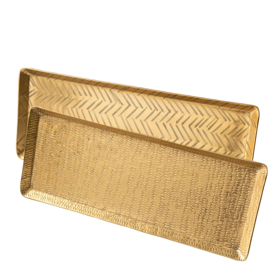 Gold Hammered Rectangle Tray (2 Patterns Available)