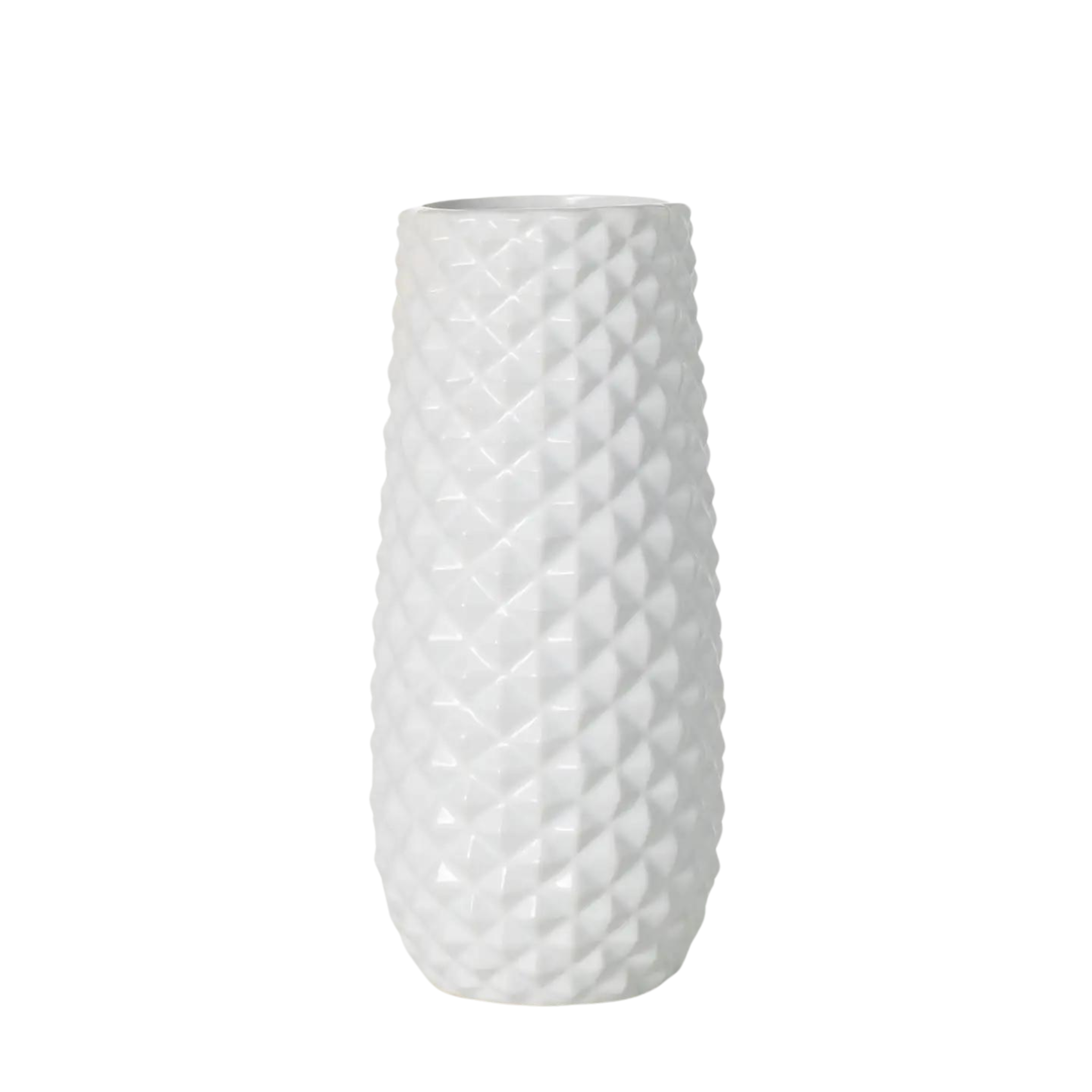 Faceted Tall Glazed Ivory Vase