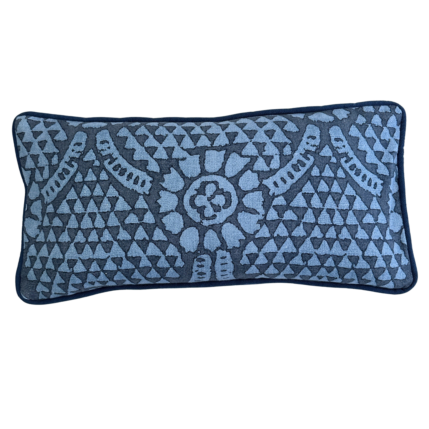 Navy Pattern Pillow | 22"x11"