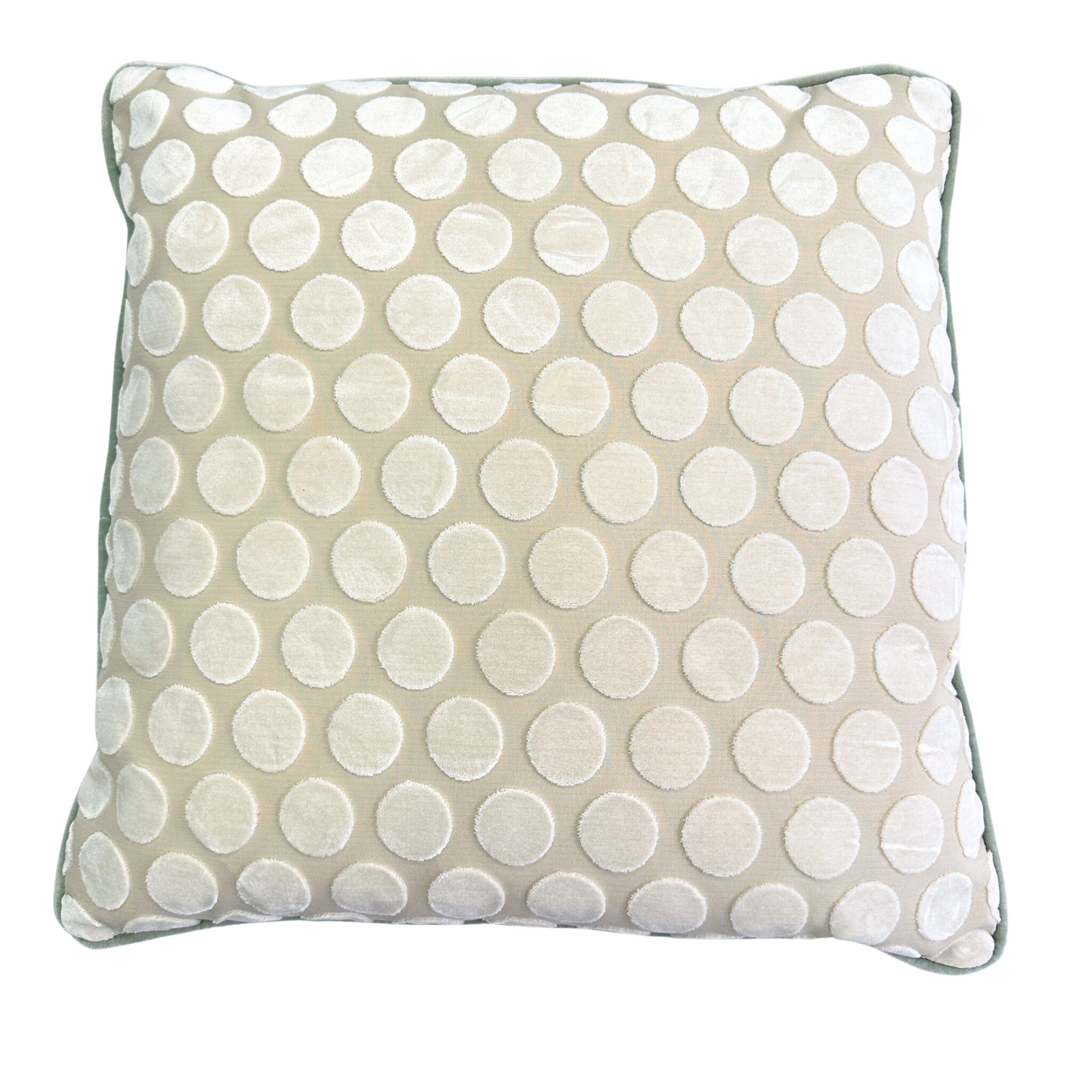 White Dot With Accent Pillow With Light Blue Piping | 22"x22"