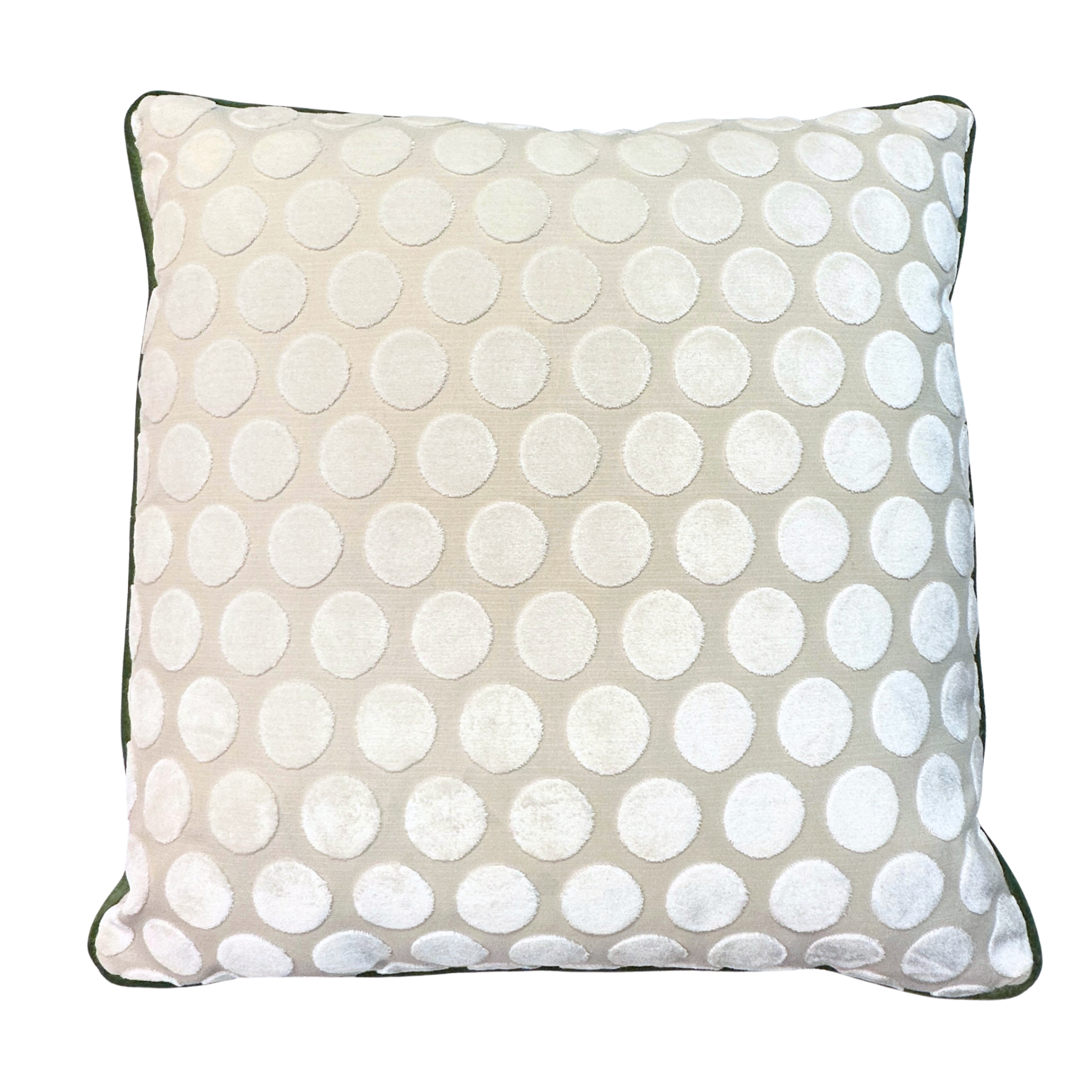 White Dot With Green Piping Accent Pillow | 22"x22"