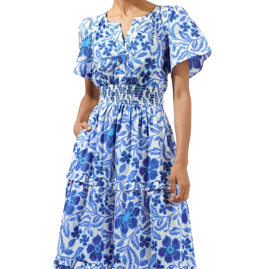 Celeste Floral Palmer Poplin Tiered Maxi Dress