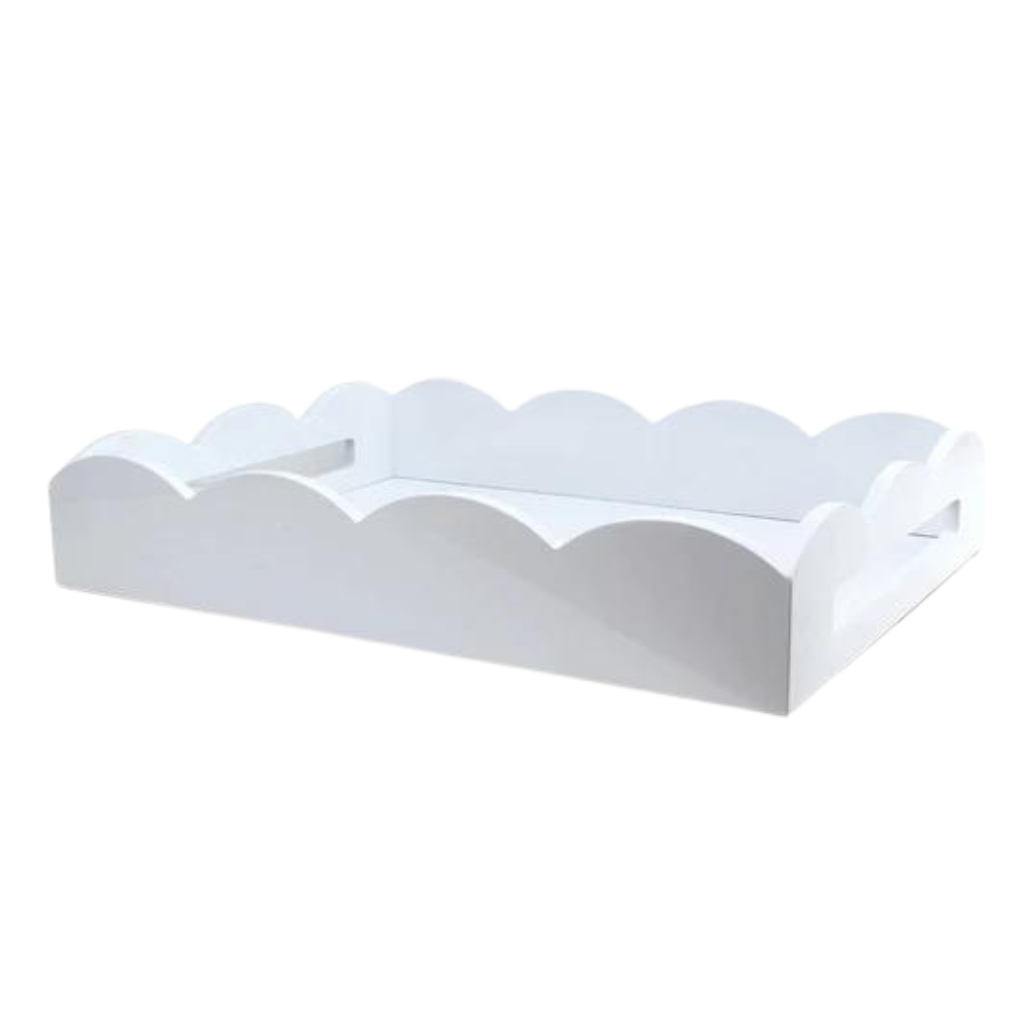 Medium Lacquered Scalloped Serving Tray | White