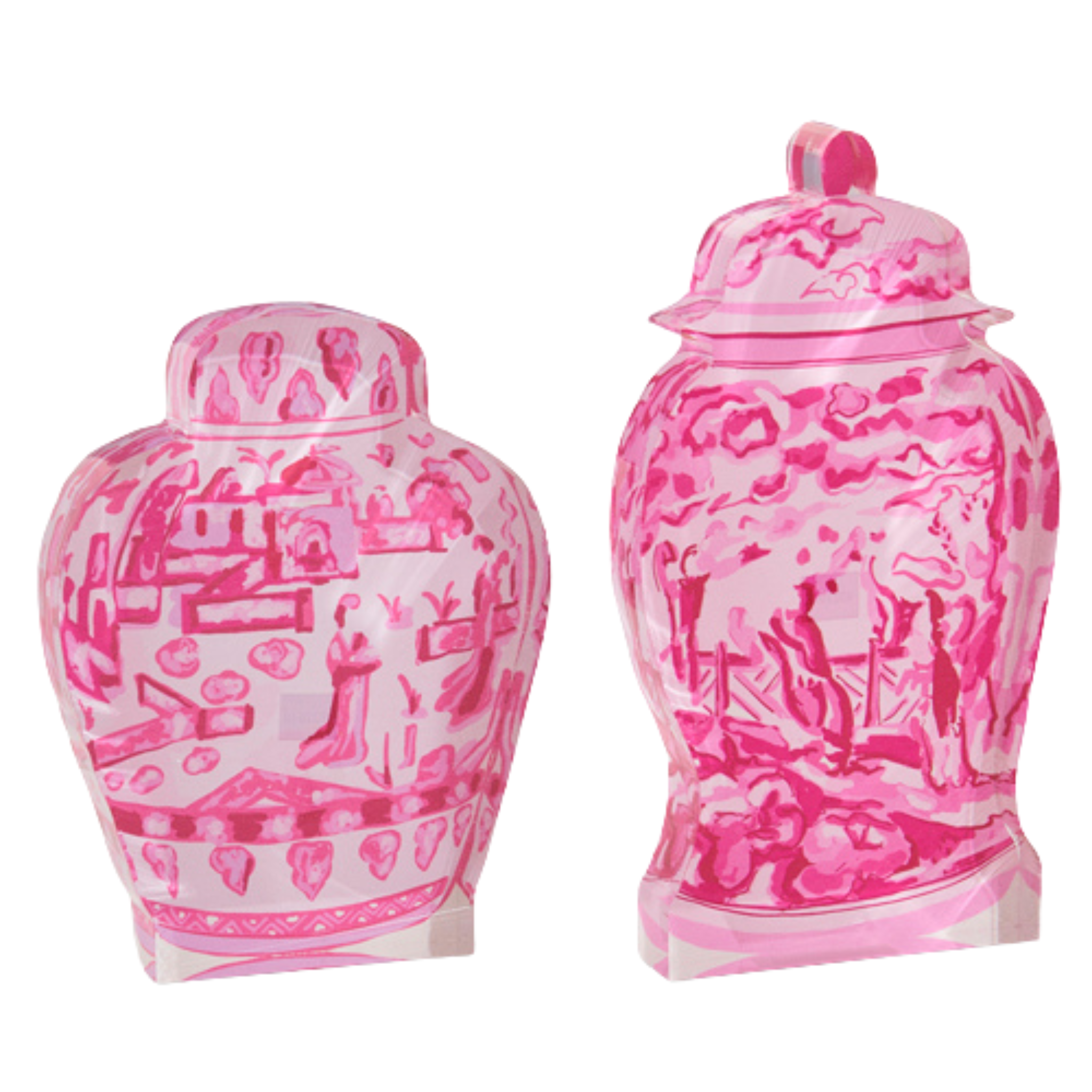 Pink Chinoiserie Container - 2 Sizes