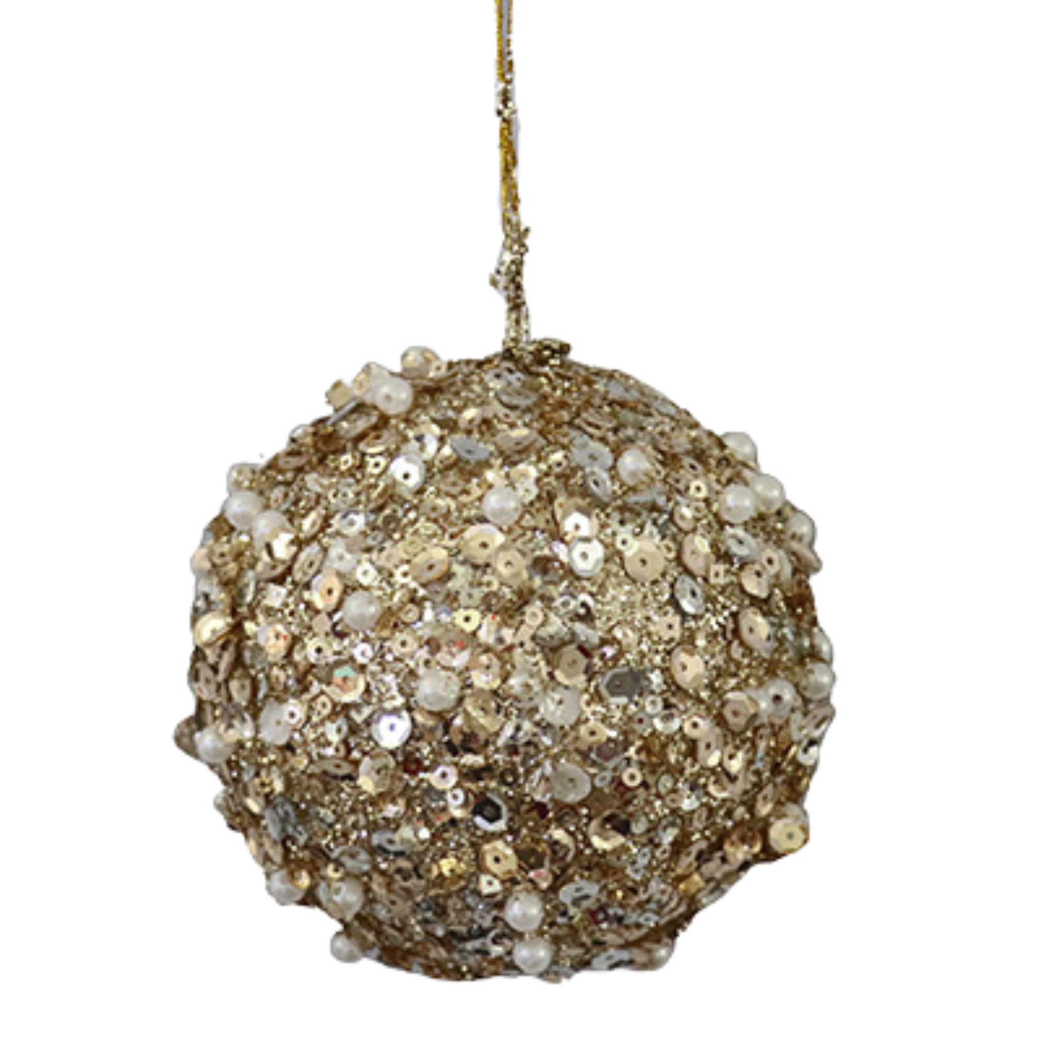 Champagne Gold Glitter Ornament | 4"