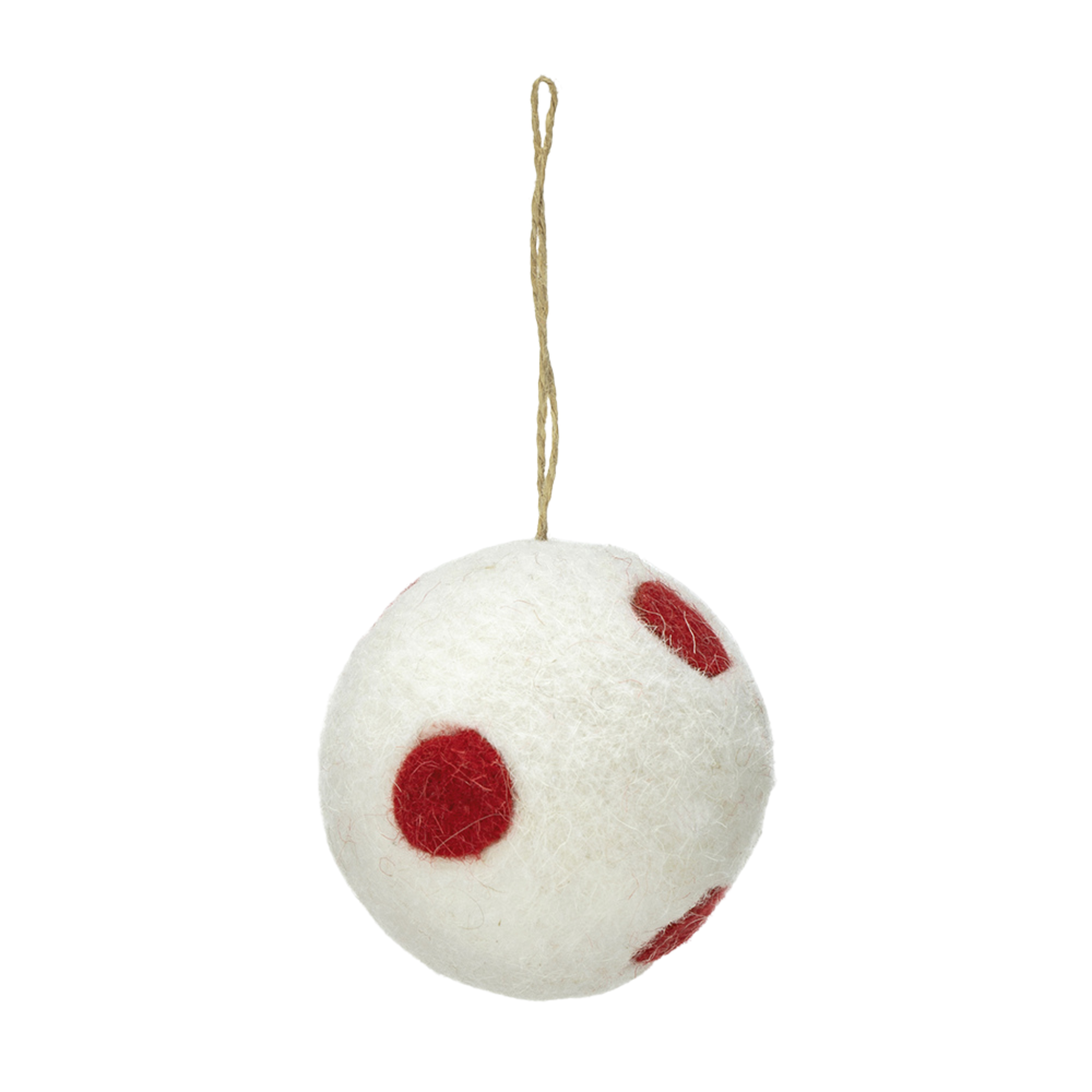 White Felt Ornament With Red Polka Dots | 4"