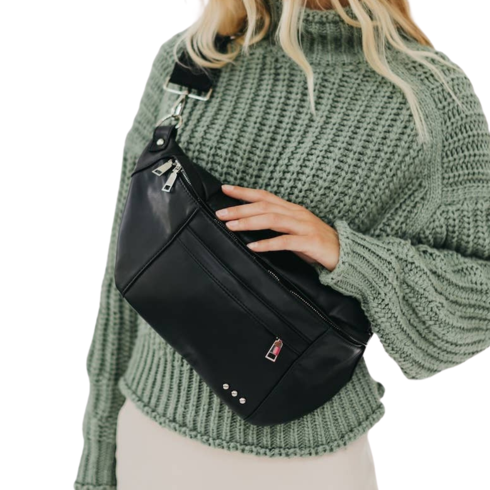 Marley Metallic Oversized Bum Bag | Black