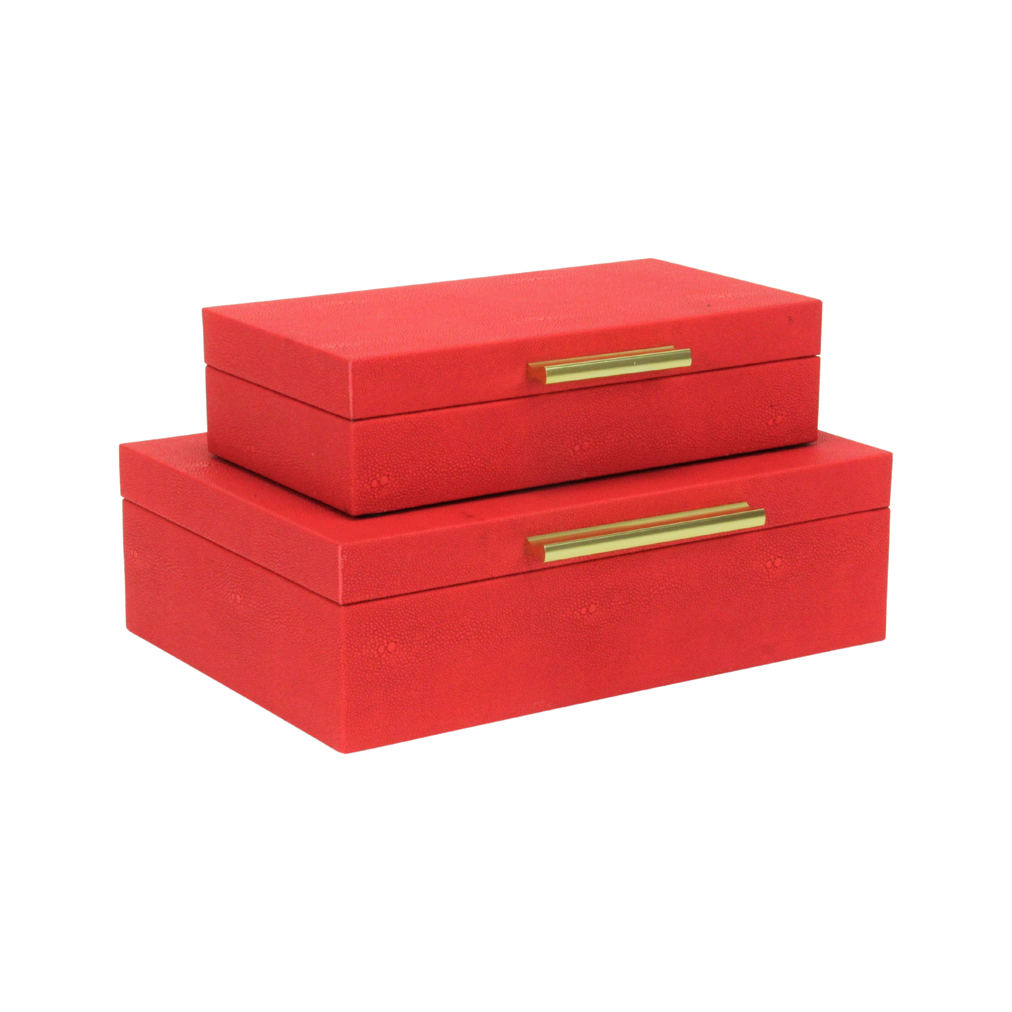 Lusan Rectangular Decorative Box | Red Shagreen | 2 Sizes