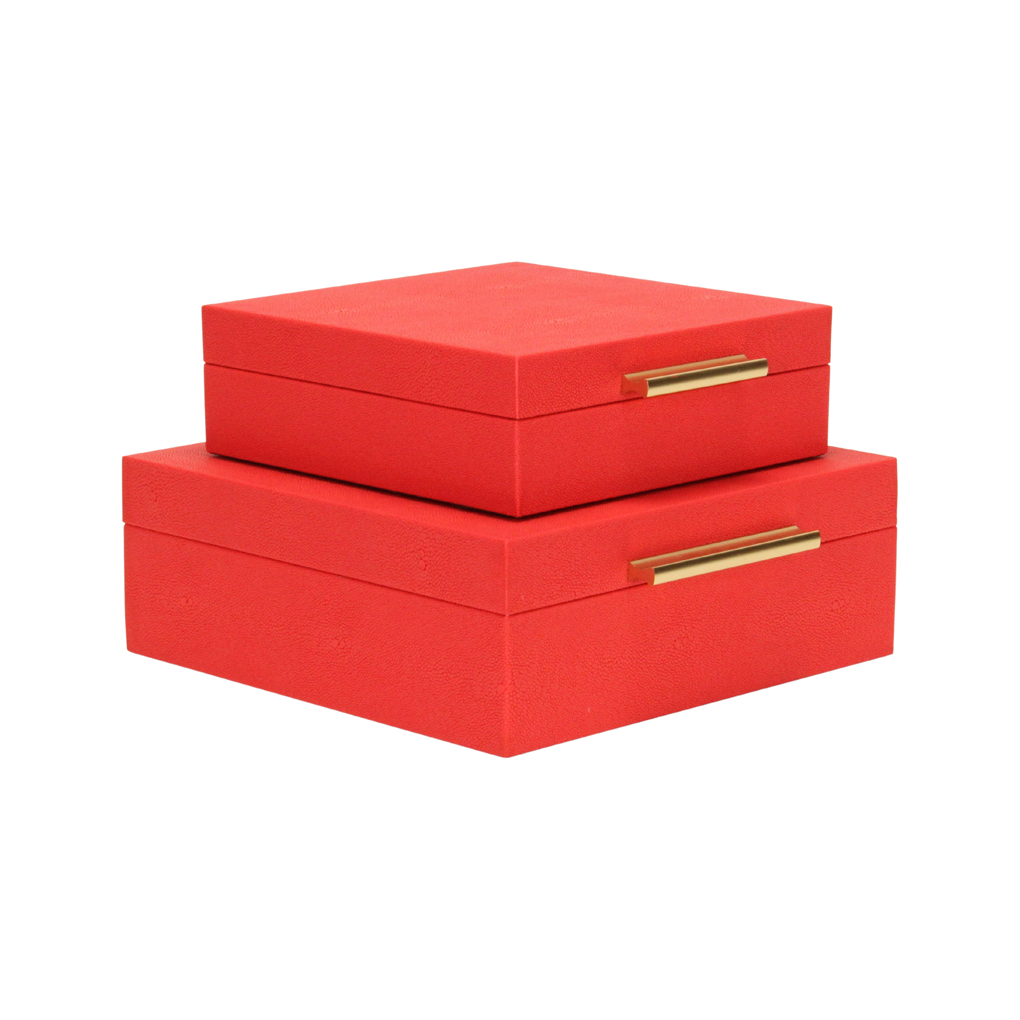 Lusan Square Decorative Box | Red Shagreen | 2 Sizes