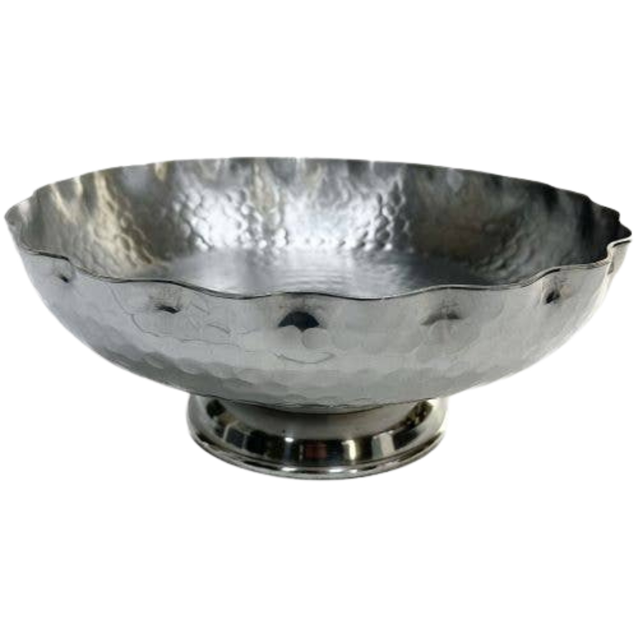 Short Hammmered Aluminum Pedestal Bowl