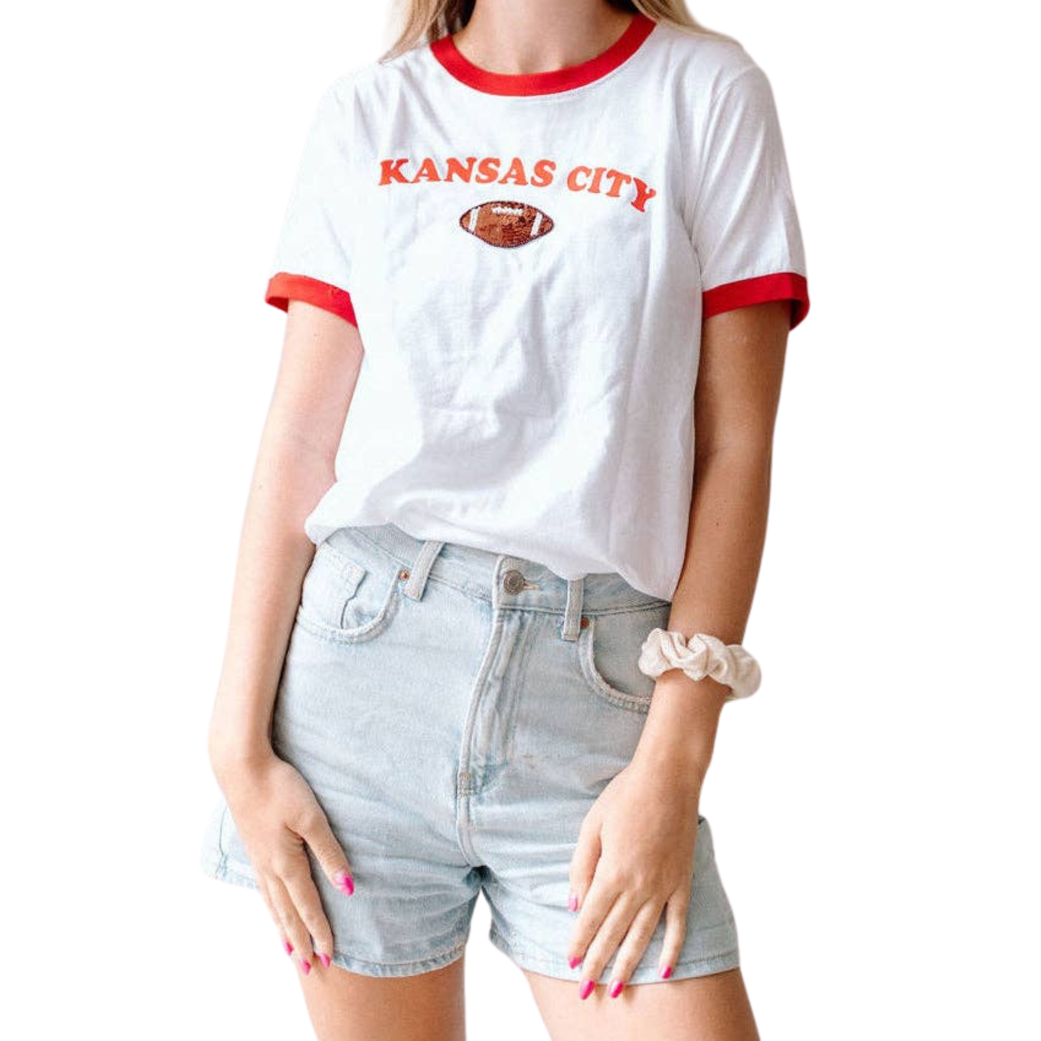 Sequin Football Ringer Tee