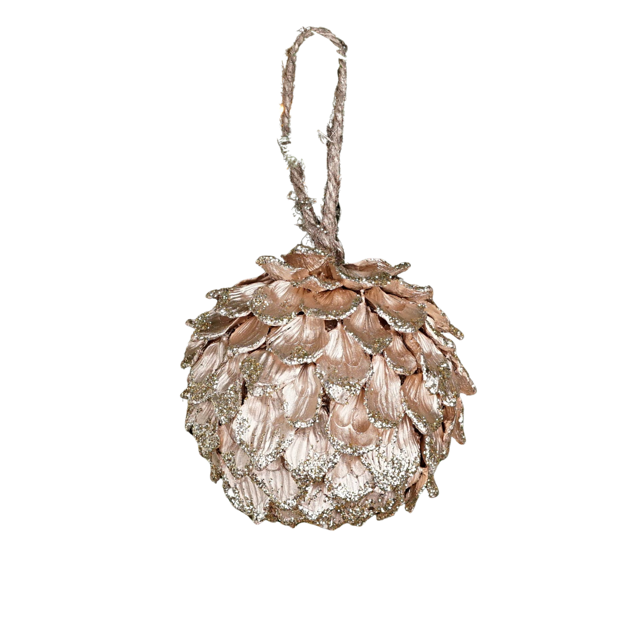 Champagne Glittered Pinecone Ornament | 4"