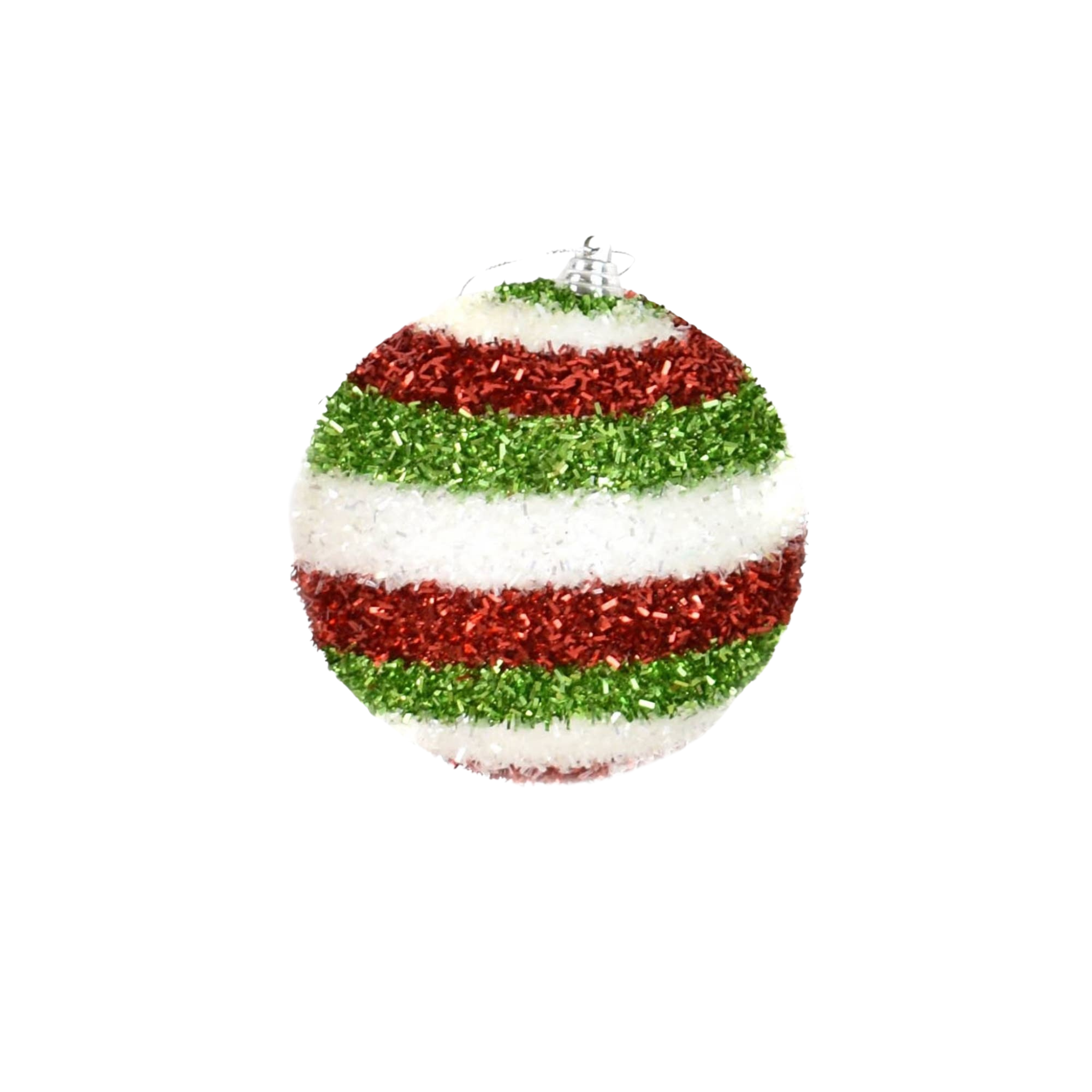 Horizontal Stripe Tinsel Ball Ornament | 4"