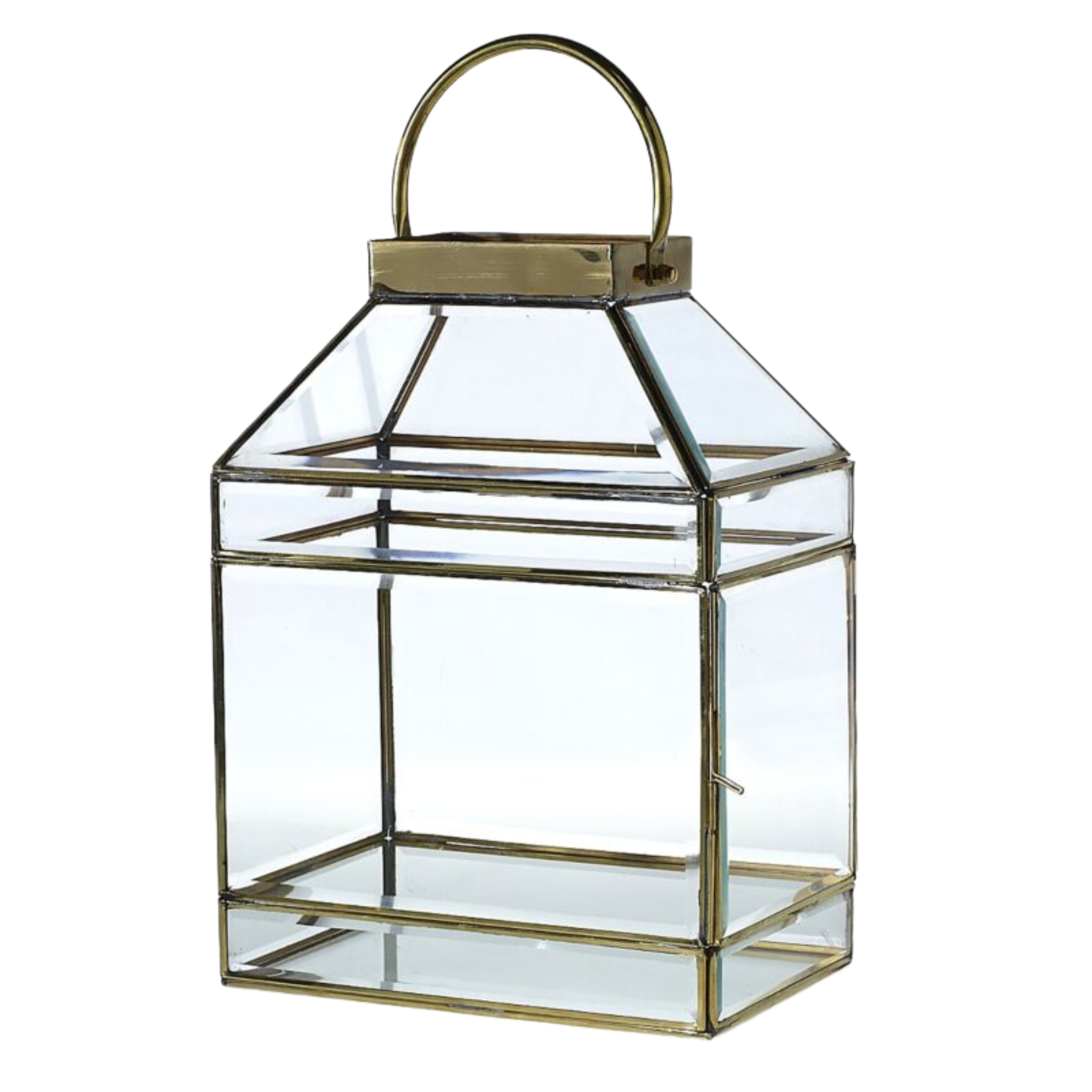 Rectangular Gold Glass Lantern