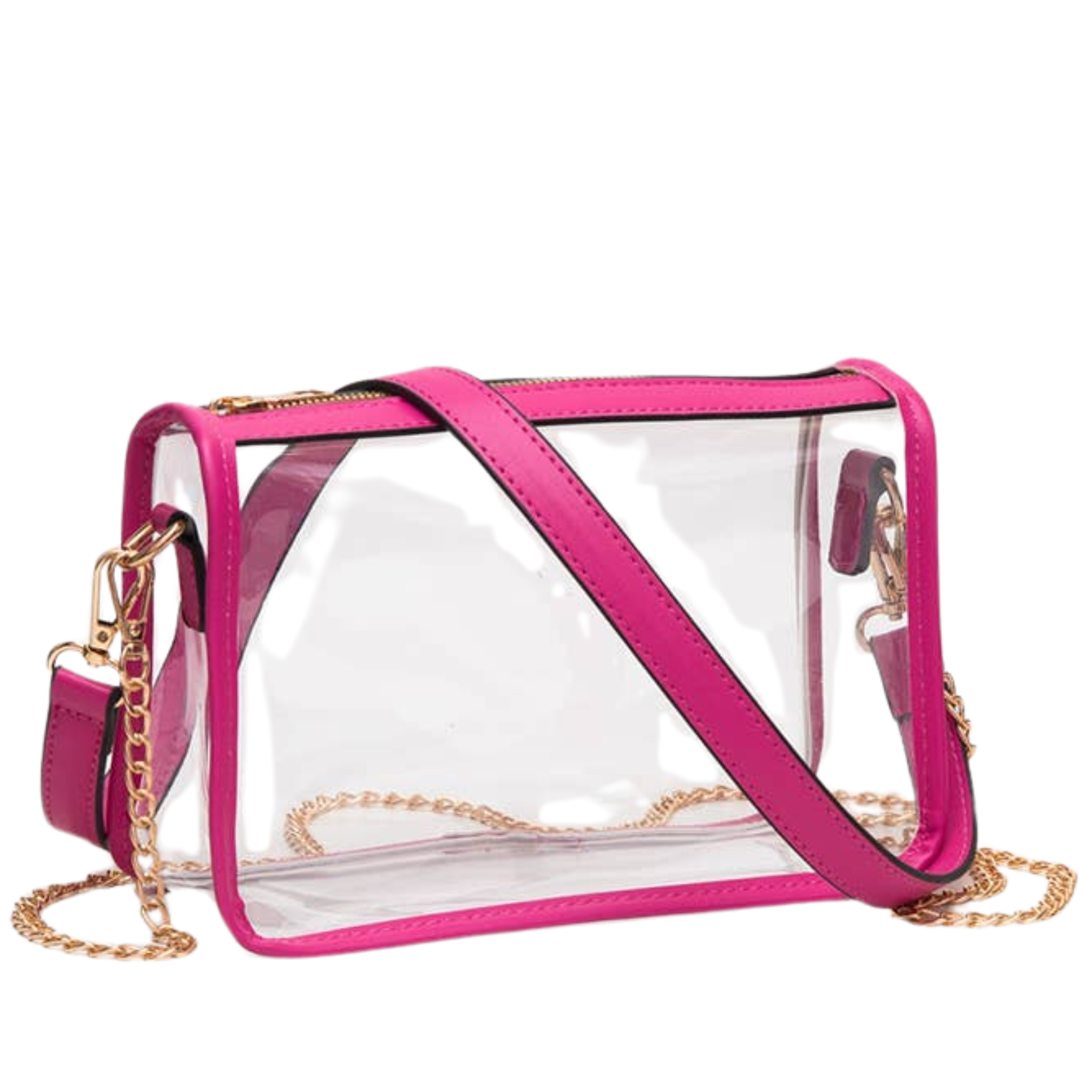 Clear Rectangle Stadium Concert Crossbody Bag | Fuchsia