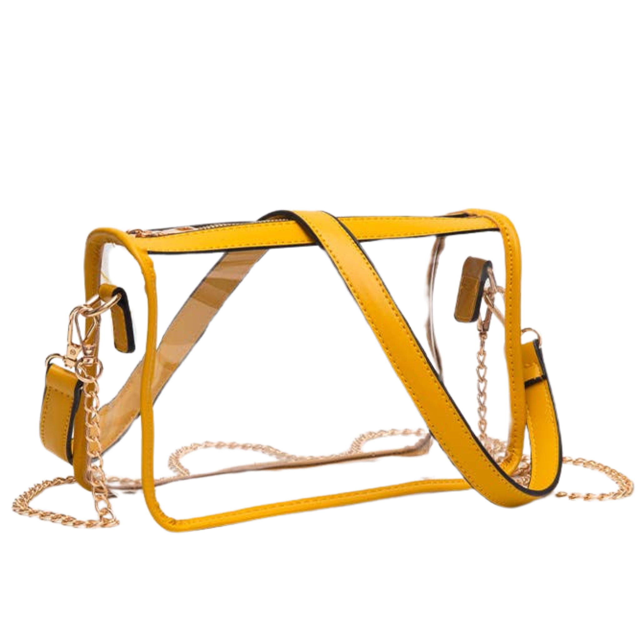 Clear Rectangle Stadium Concert Crossbody Bag | Mustard