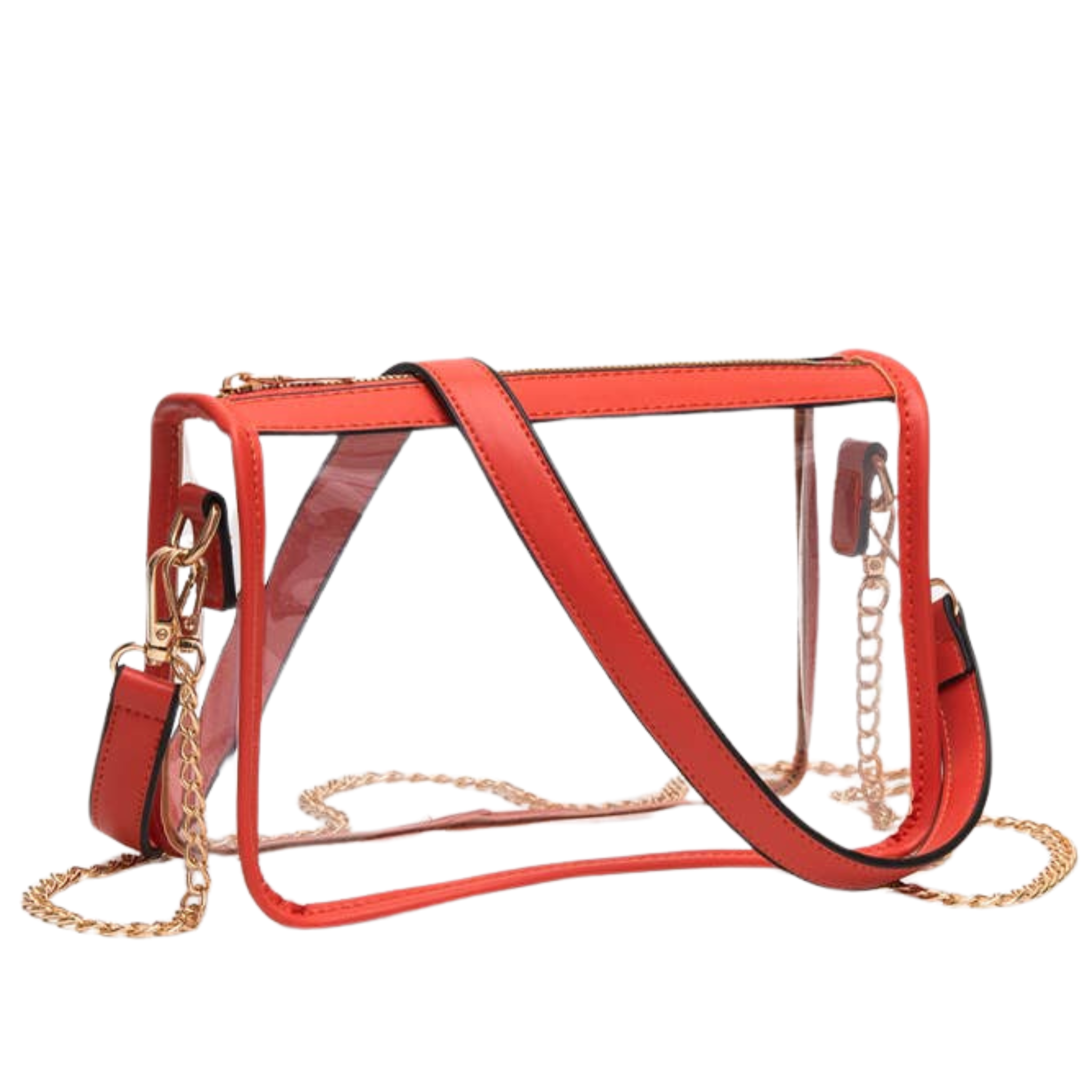 Clear Rectangle Stadium Concert Crossbody Bag | Orange