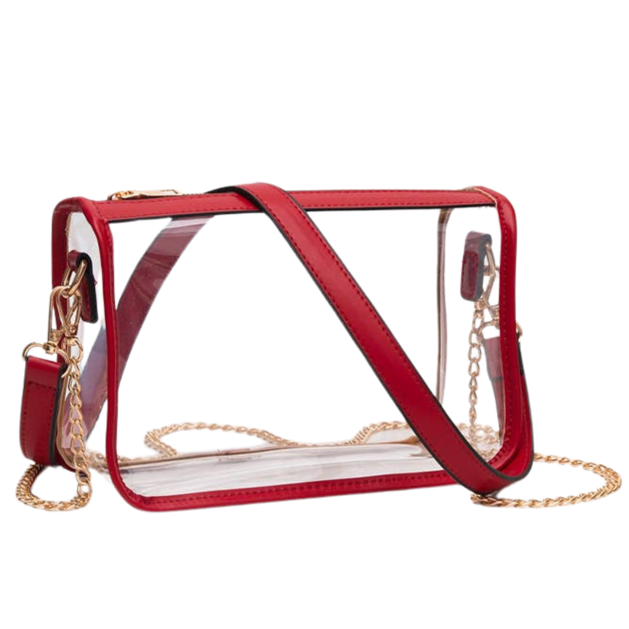 Clear Rectangle Stadium Concert Crossbody Bag | Red