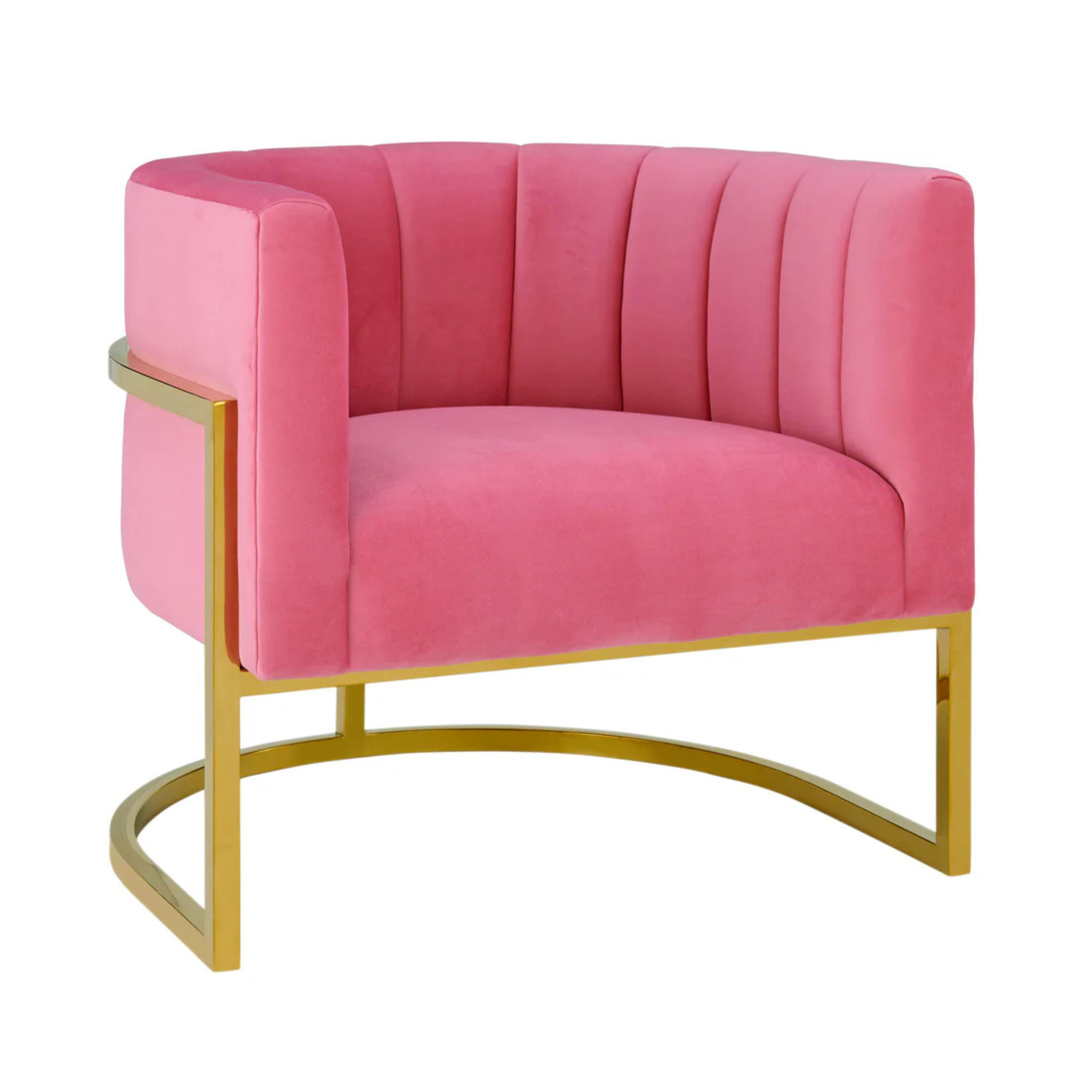 Magnolia Velvet Accent Chair With Gold Base | Pink