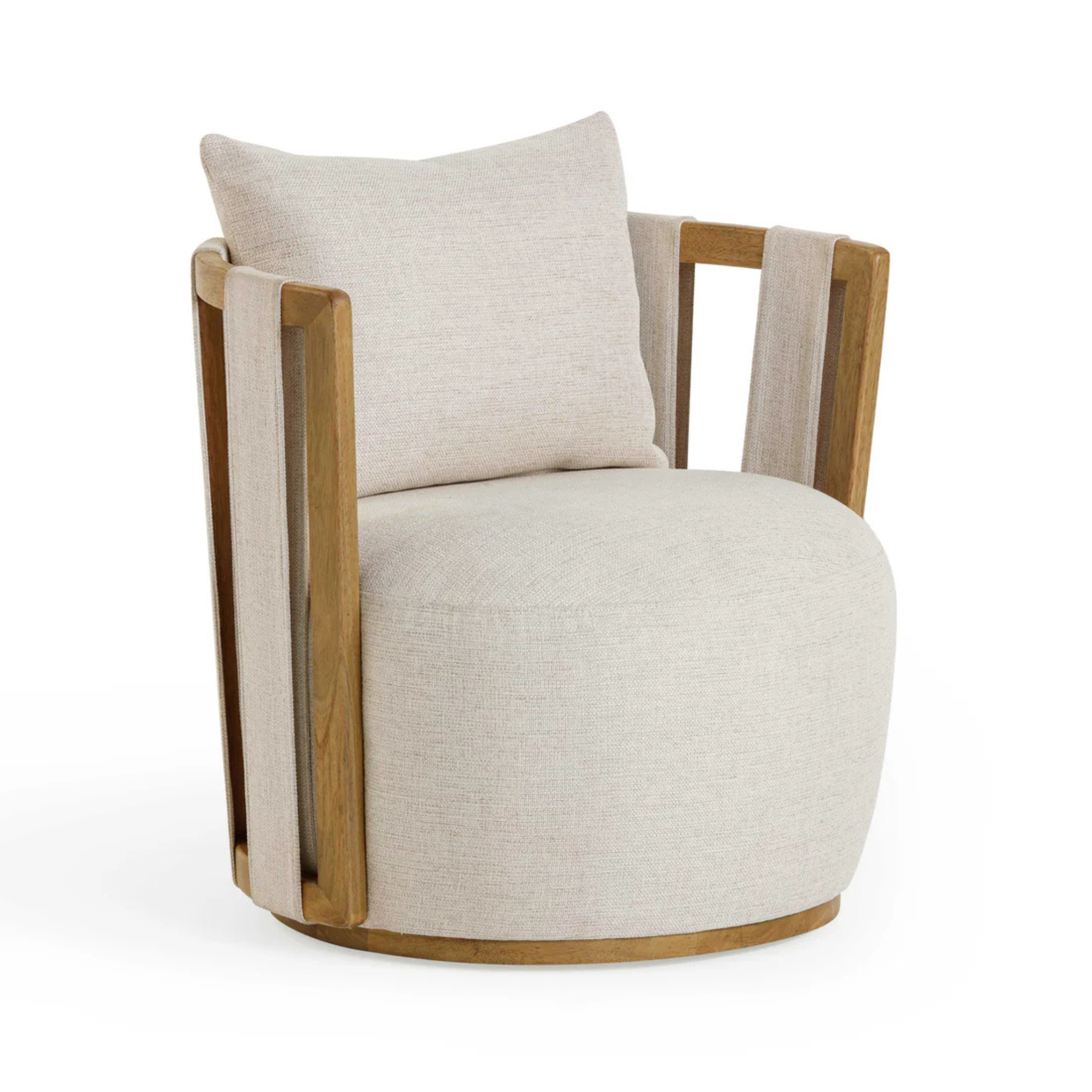 Paolo Textured Weave Swivel Chair | Cream