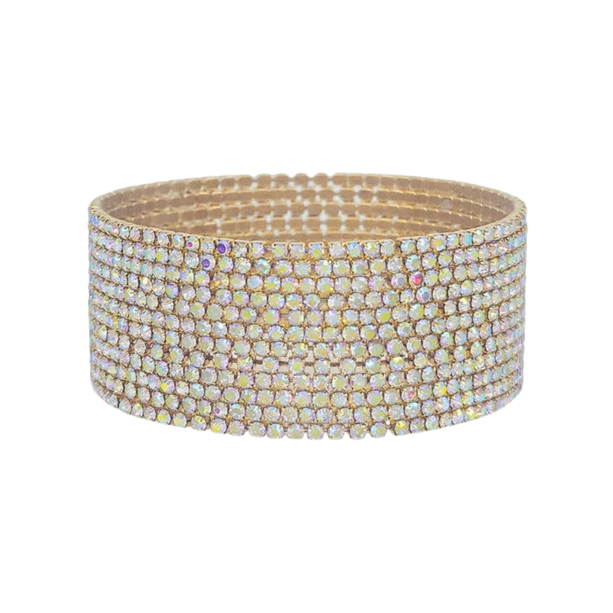 Crystal & Gold Thin Stretch Bracelets | Set Of 12