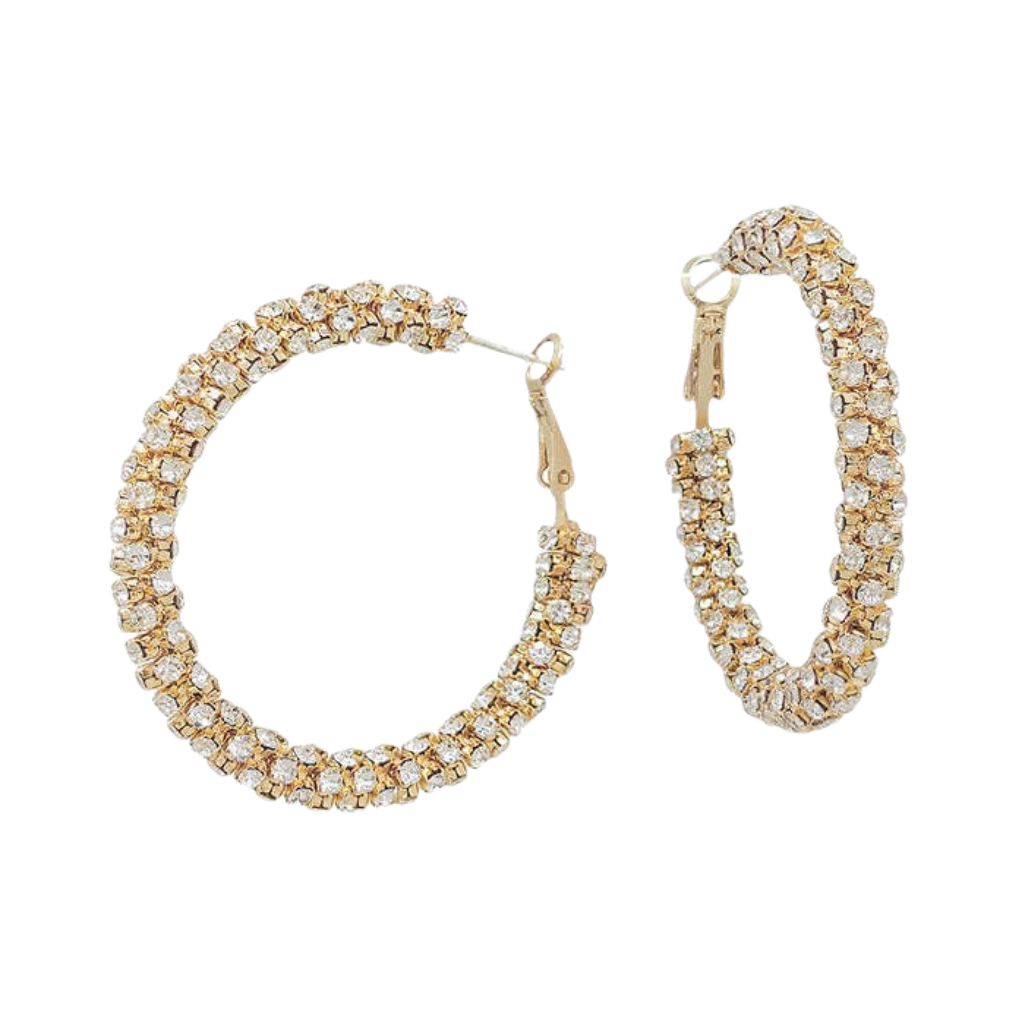 Gold Crystal Studded Hoop Earrings